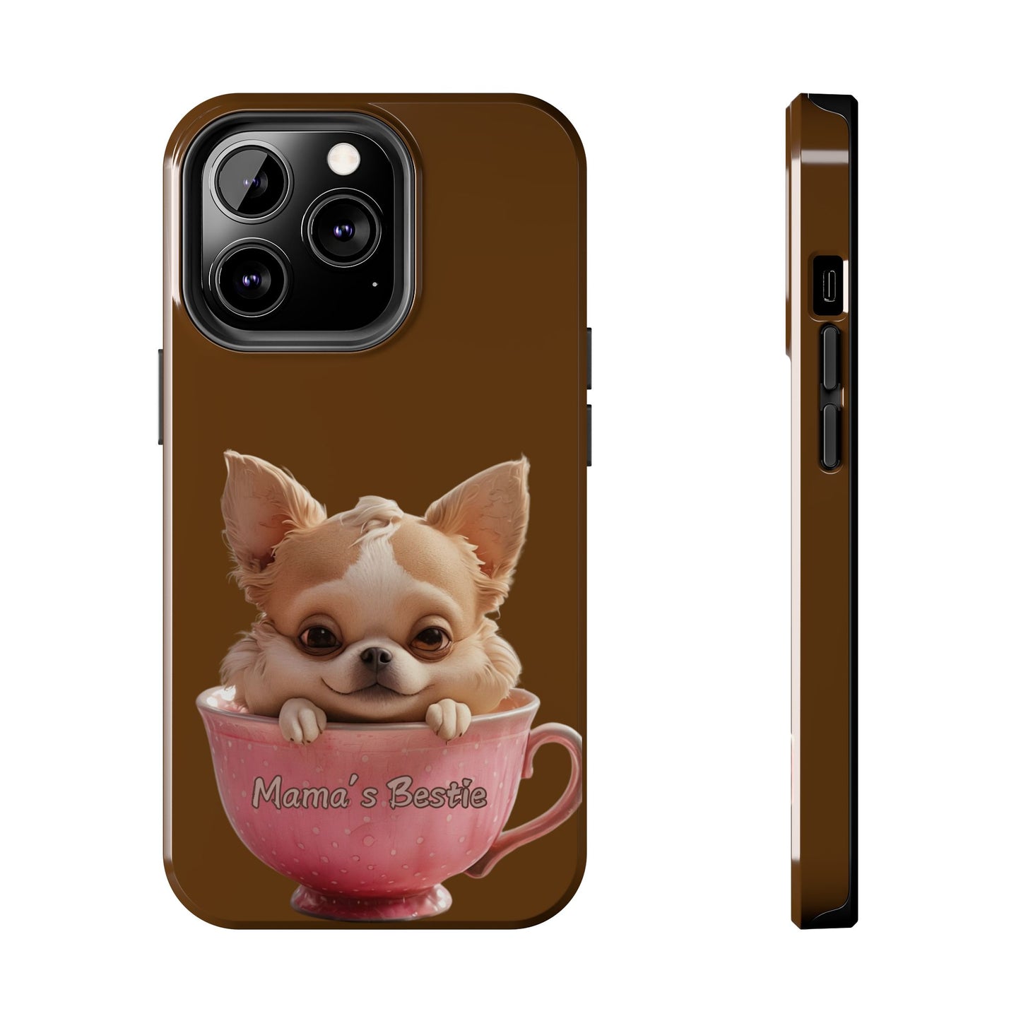 Cute Chihuahua Tough Phone Case - 'Mama's Bestie' Design