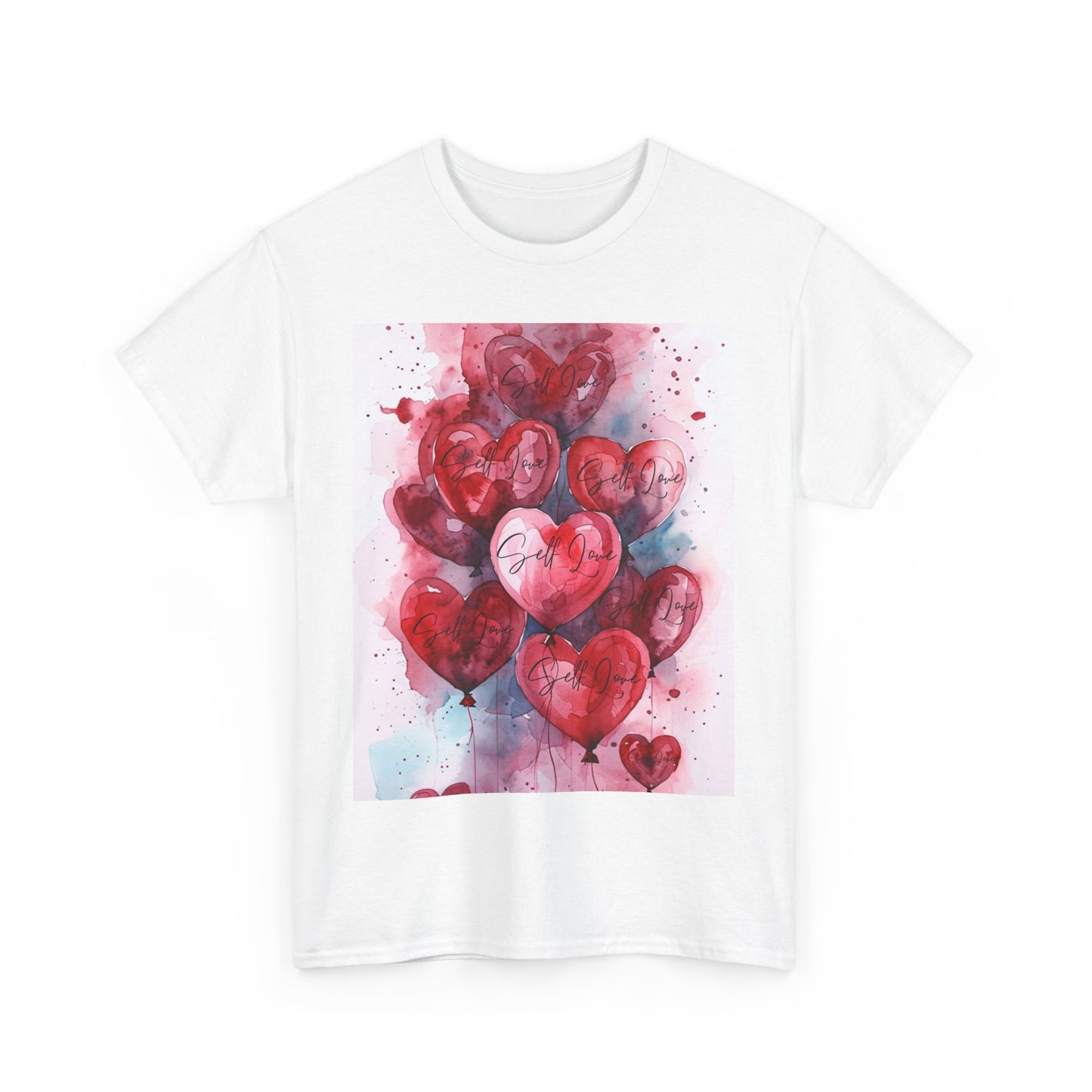 Watercolor Heart Balloons Unisex Heavy Cotton Tee