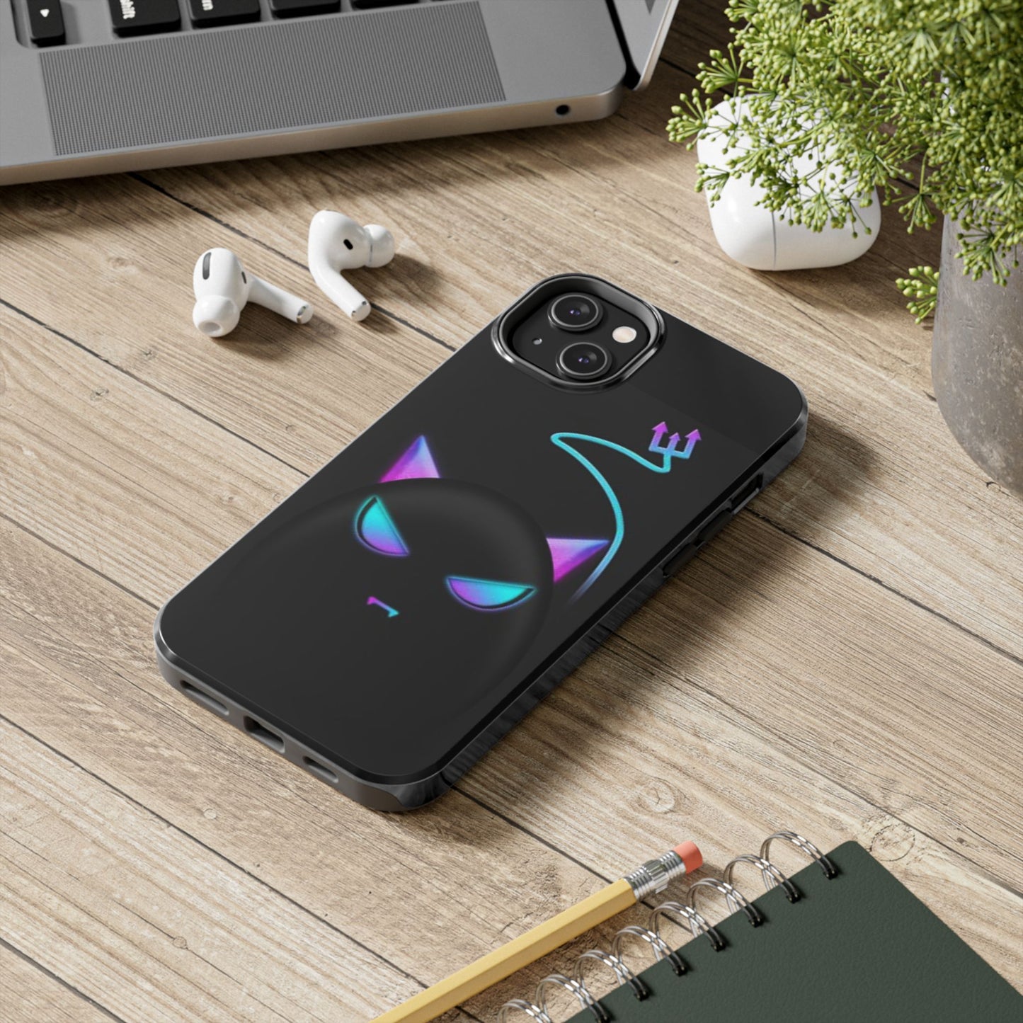 Demonic Cat Tough Phone Case - Cute & Edgy Phone Protection for Cat Lovers