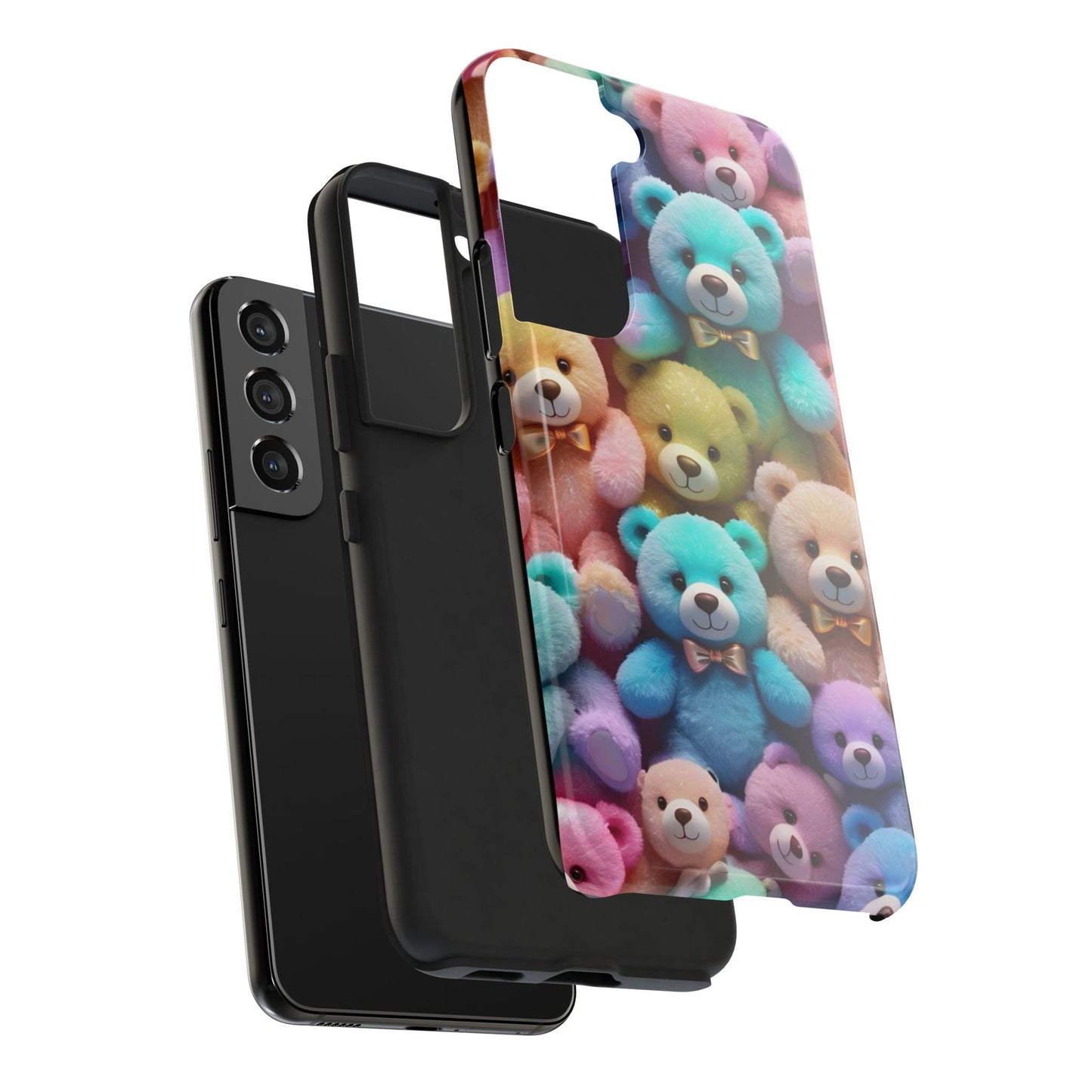 "Cute Teddy Bear Tough Phone Case – Colorful Plush-Inspired Protective Cover for iPhone & Android"