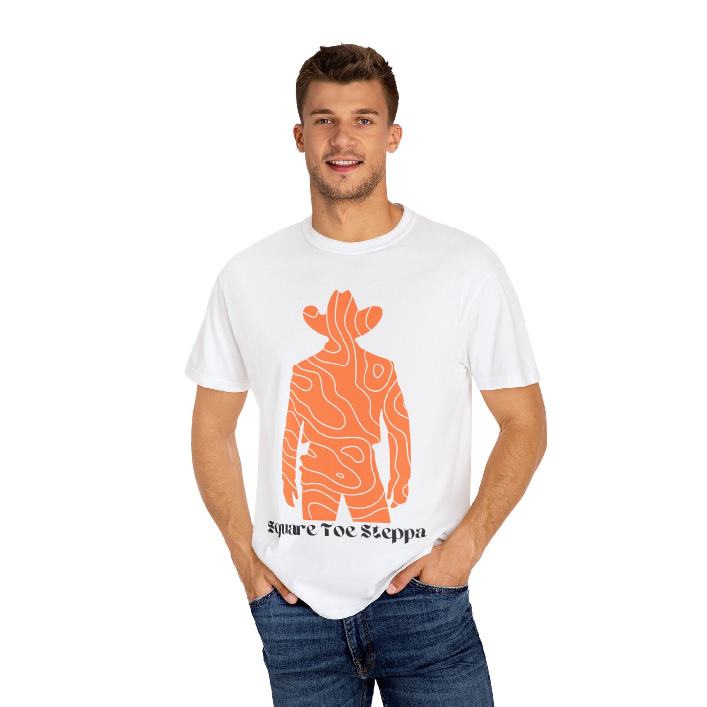 Rust Brown Men's Large T-Shirt – "Square Toe Steppa" Western Cowboy Graphic Tee