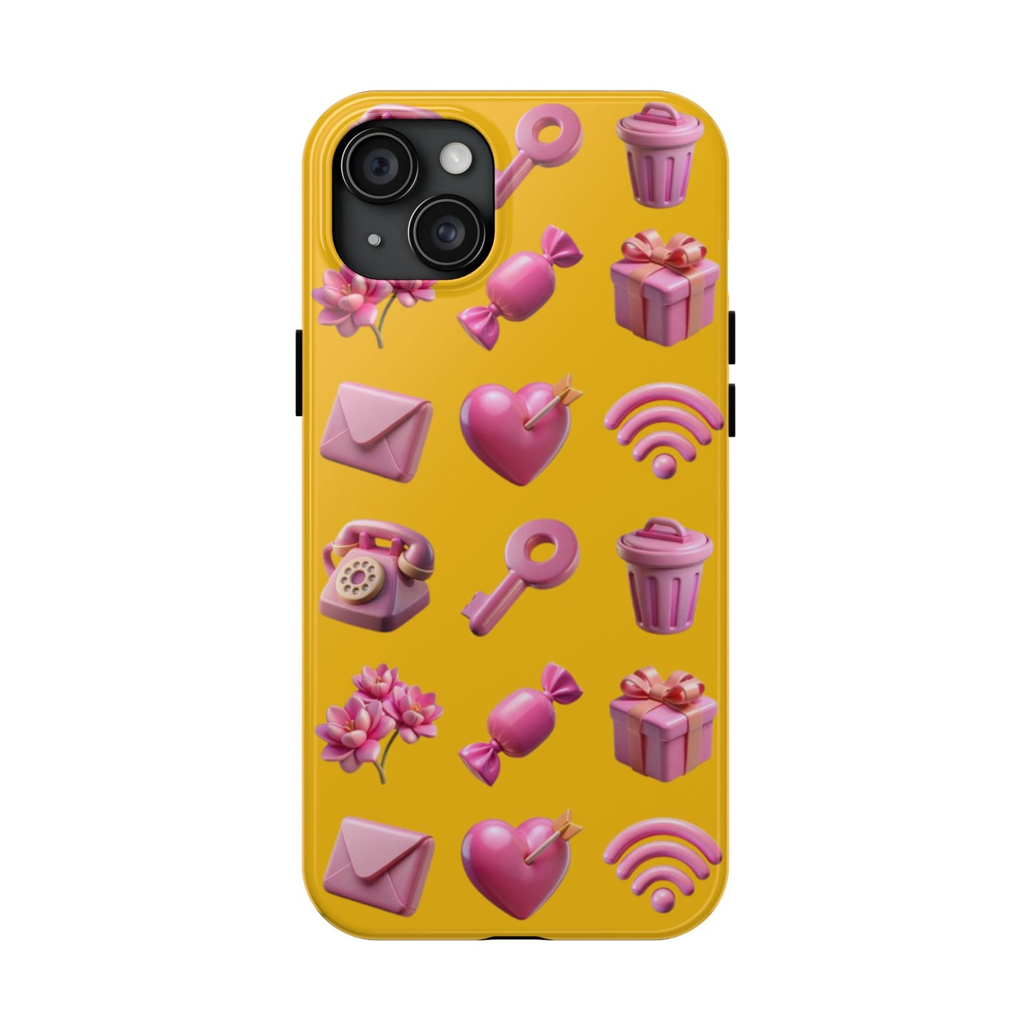 Cute and Colorful Tough Phone Case - Pink Emojis Design