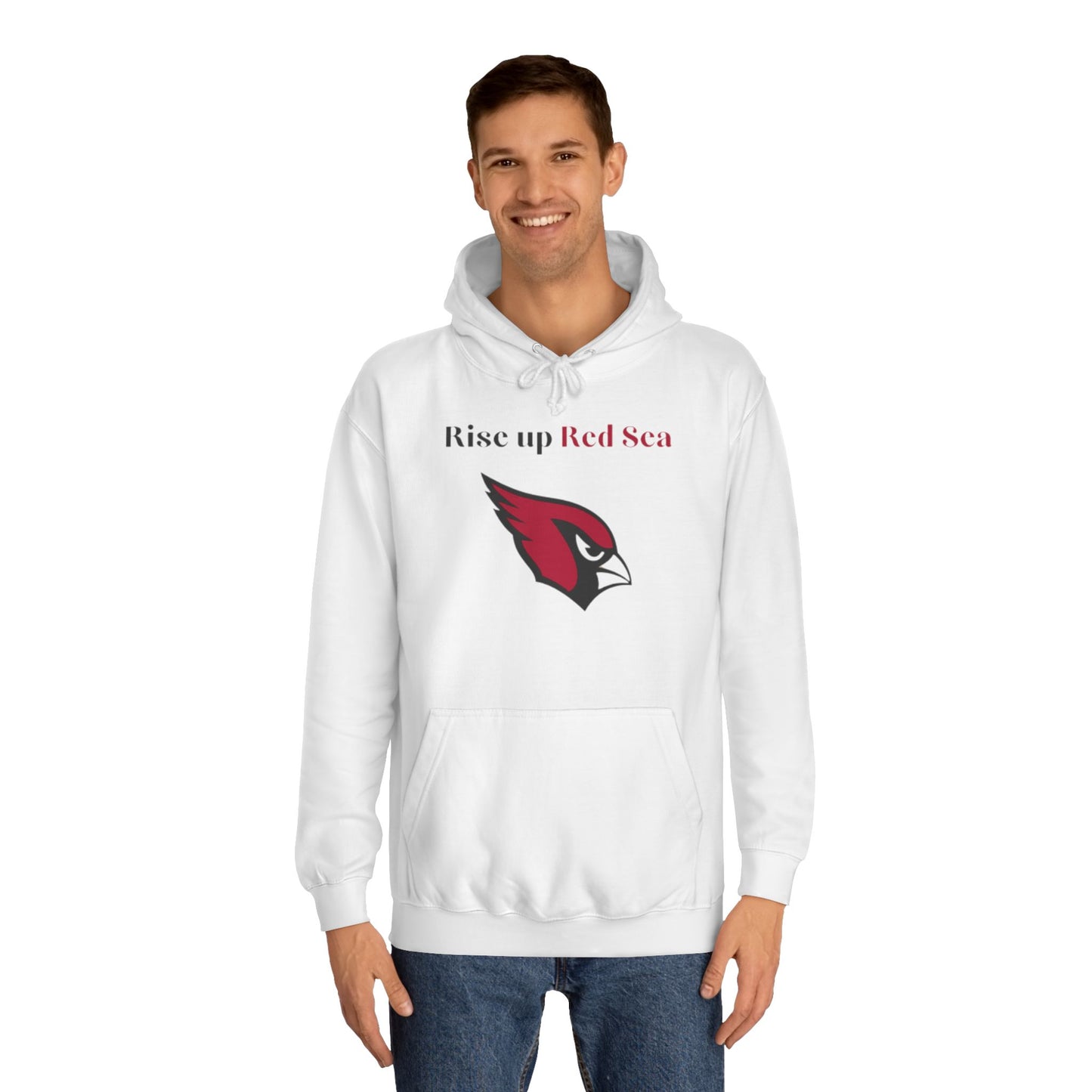 Cardinal Red Men’s NFL Hoodie – "Rise Up Red Sea" Game Day Football Sweatshirt with Drawstrings & Kangaroo Pocket