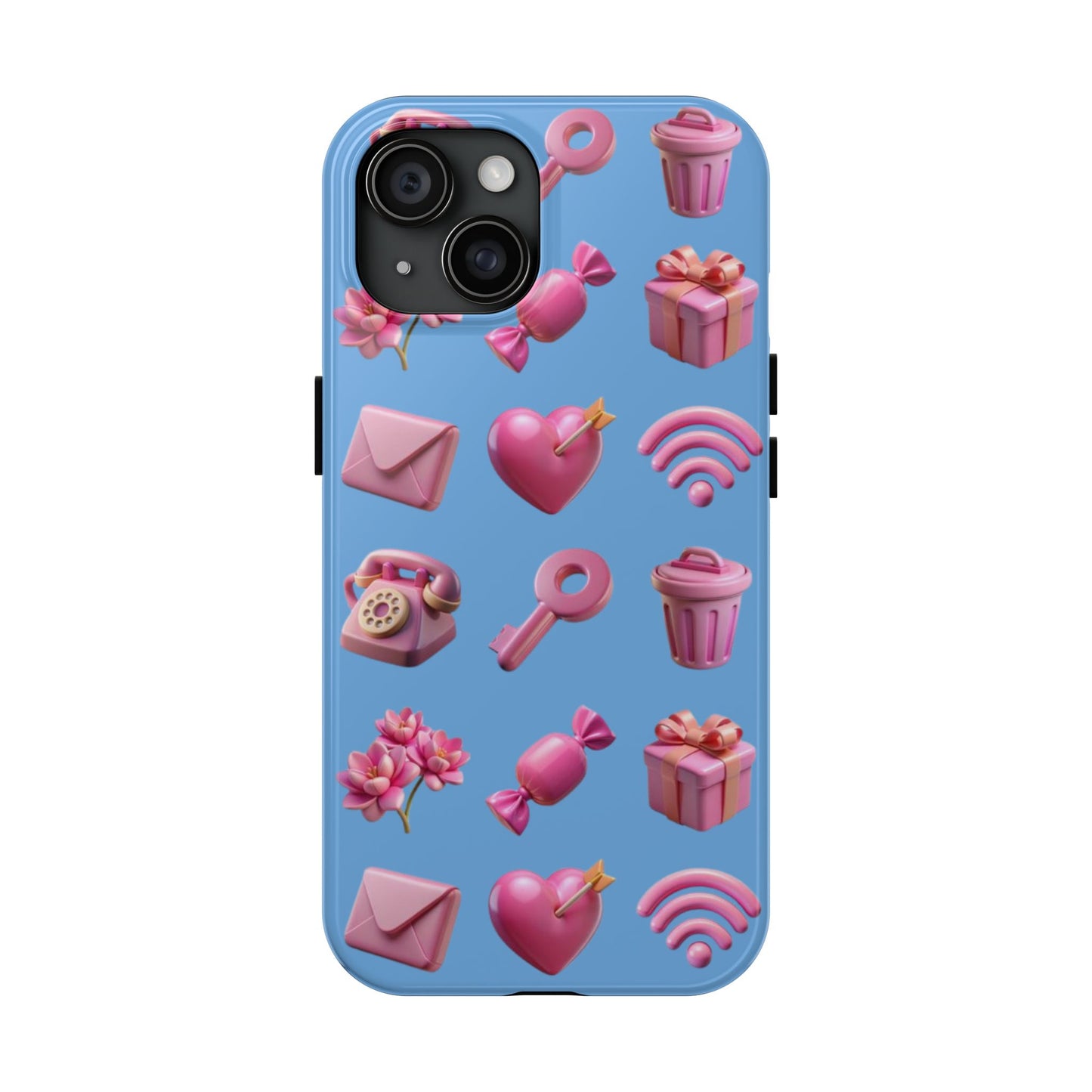 Cute and Colorful Tough Phone Case - Pink Emojis Design