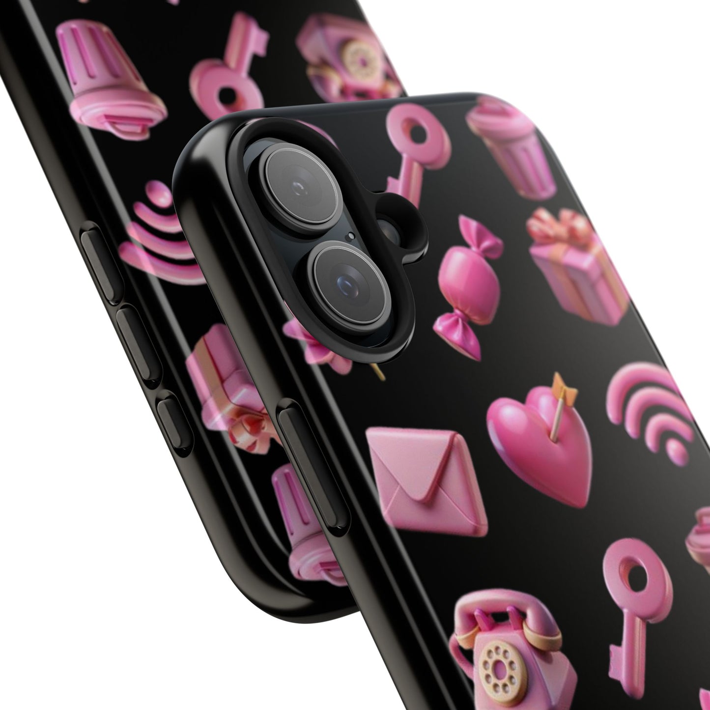 Cute and Colorful Tough Phone Case - Pink Emojis Design