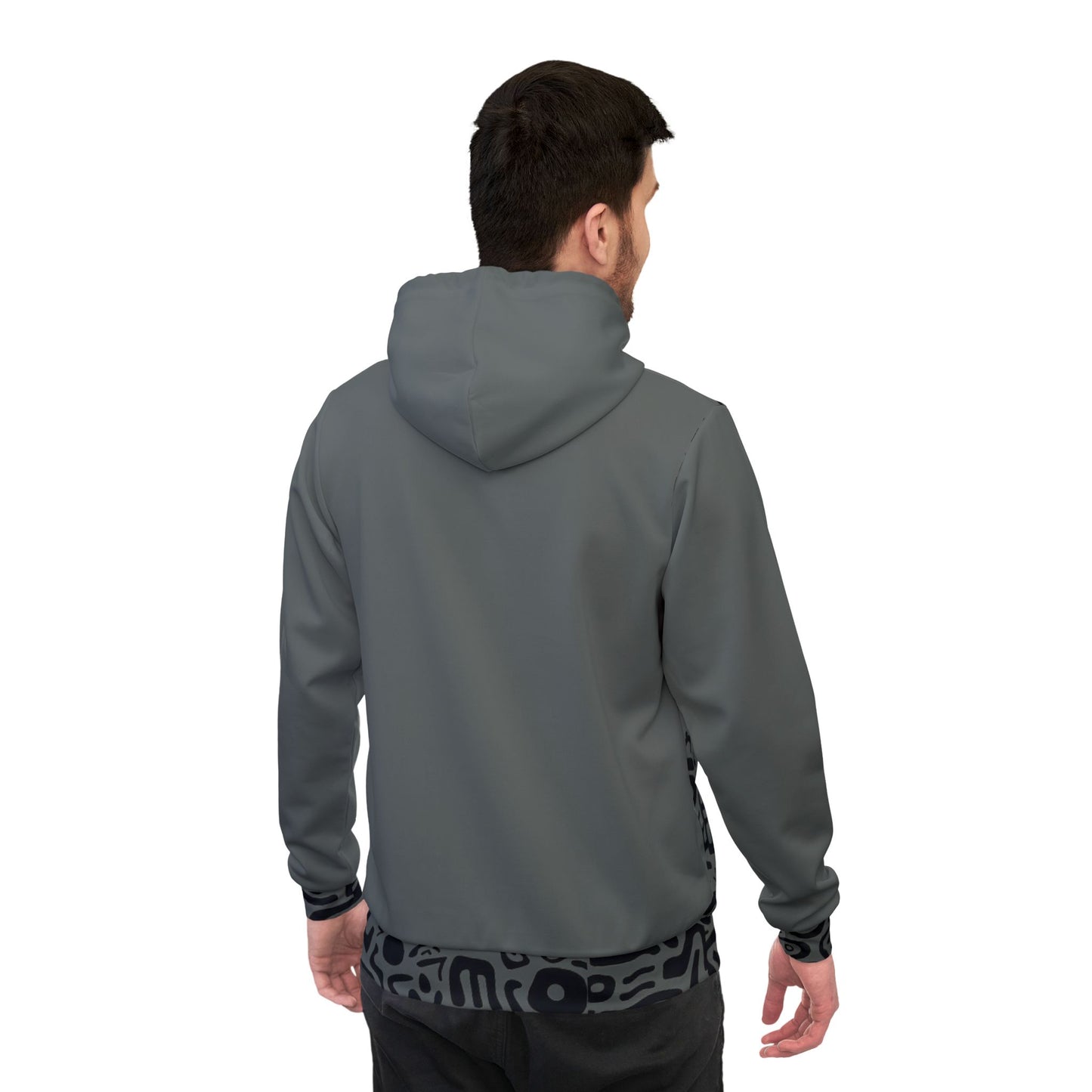 🏋️♂️ Bold Grey & Black Pattern Athletic Hoodie – Tribal-Inspired Design for Comfort & Style