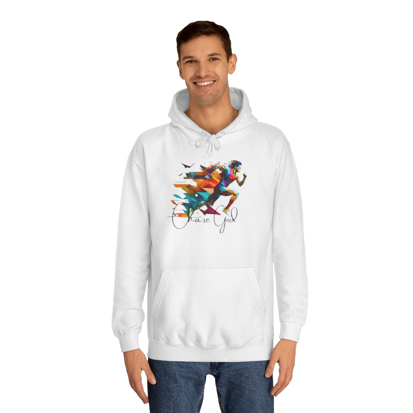 Angel White Faith Hoodie for Men – "Chase God, Inspire & Elevate" Spiritual Motivation Wear
