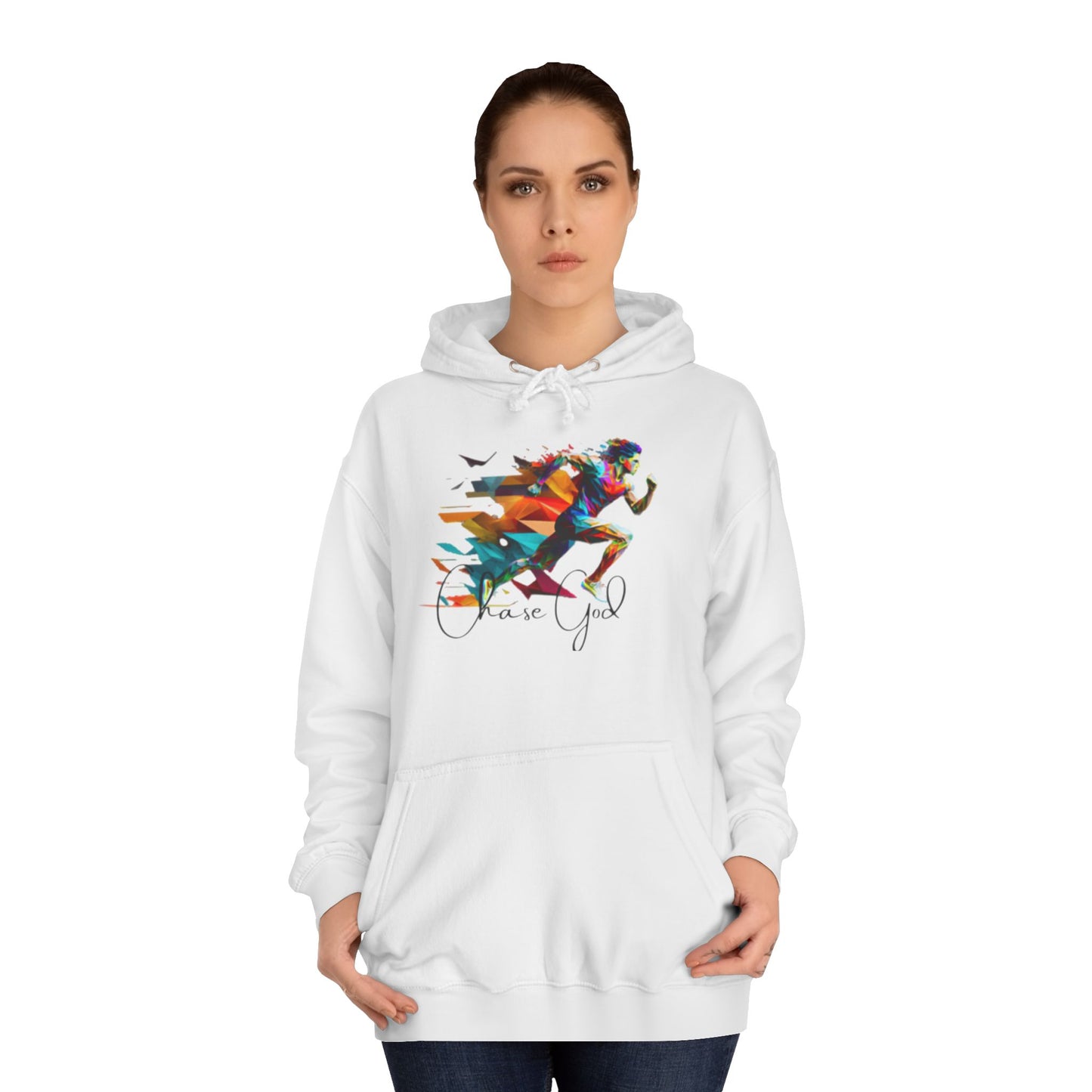 Angel White Faith Hoodie for Men – "Chase God, Inspire & Elevate" Spiritual Motivation Wear