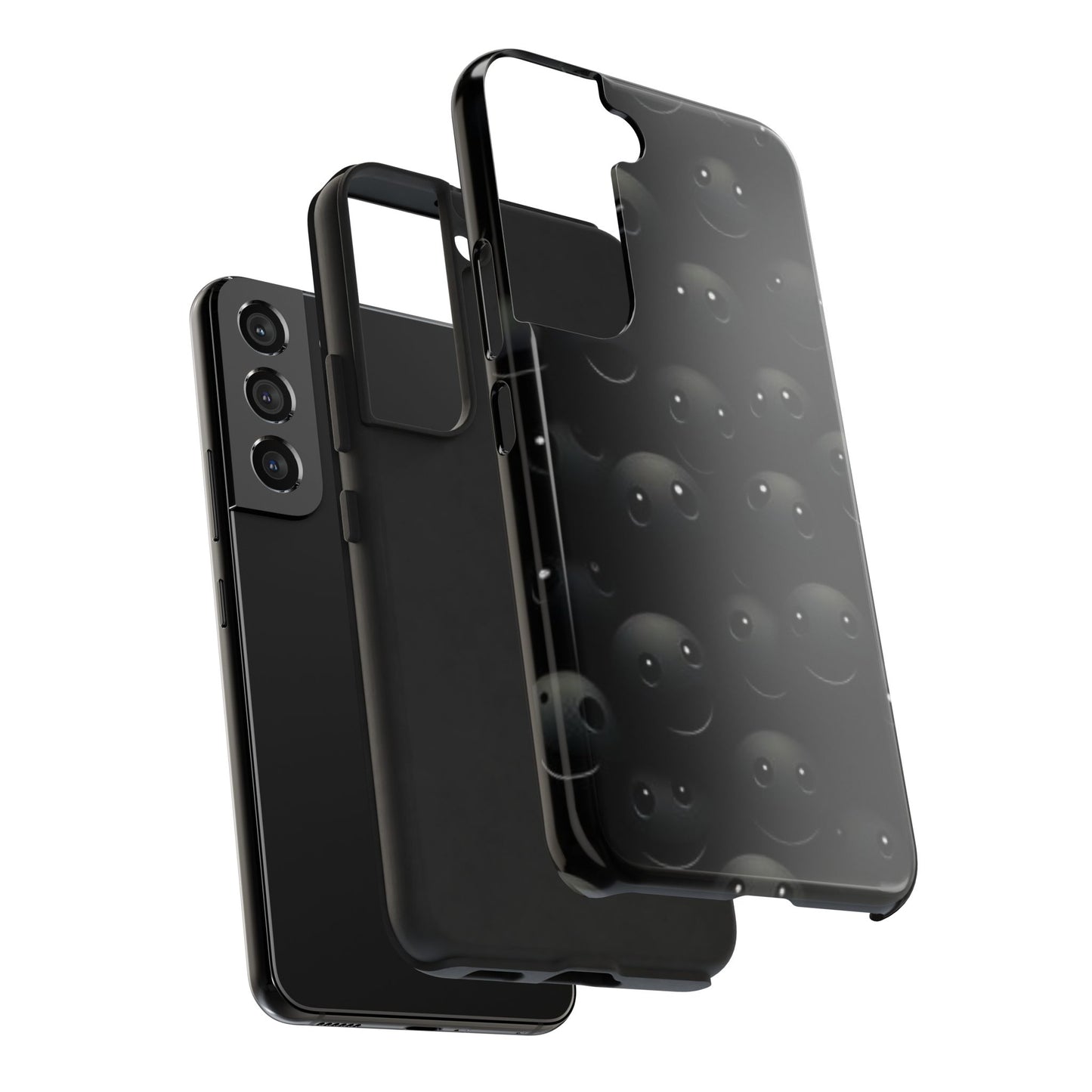 😊 Cute Smiley Face Black Tough Phone Case – Fun & Durable Protection for iPhone & Android