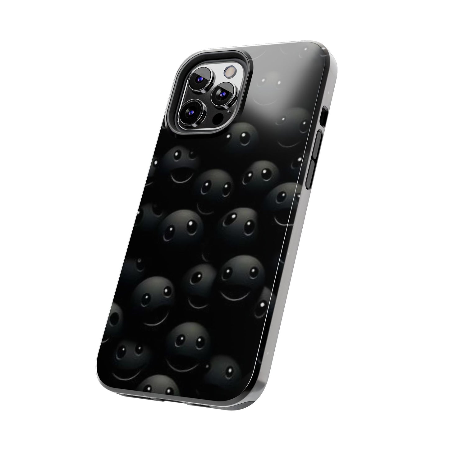 😊 Cute Smiley Face Black Tough Phone Case – Fun & Durable Protection for iPhone & Android
