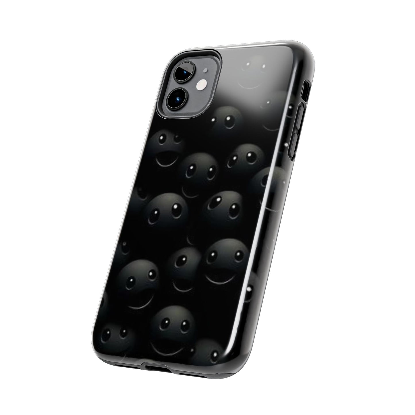 😊 Cute Smiley Face Black Tough Phone Case – Fun & Durable Protection for iPhone & Android