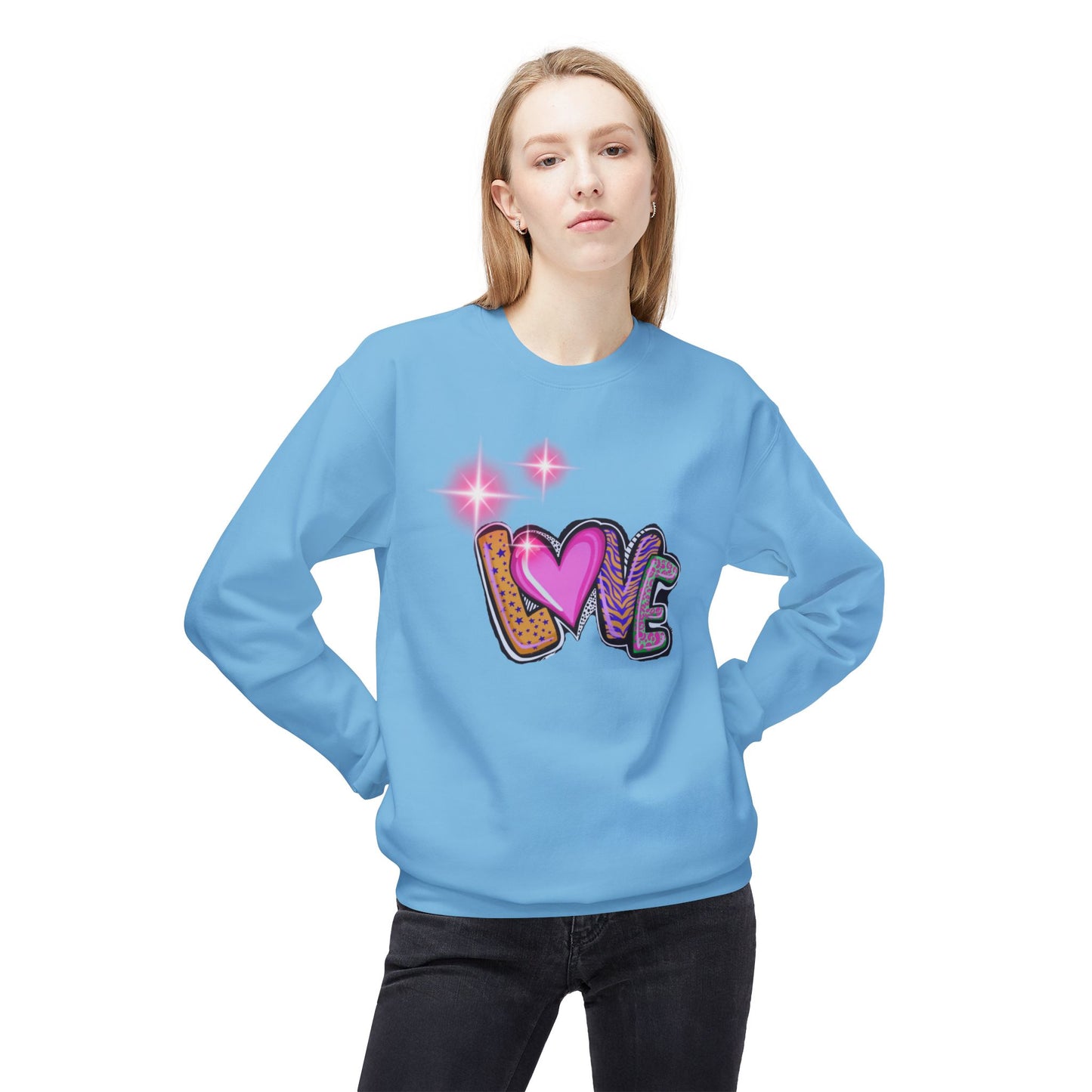 Snow Petal White Fleece Sweatshirt for Her – Soft Cozy Love-Inspired Gift