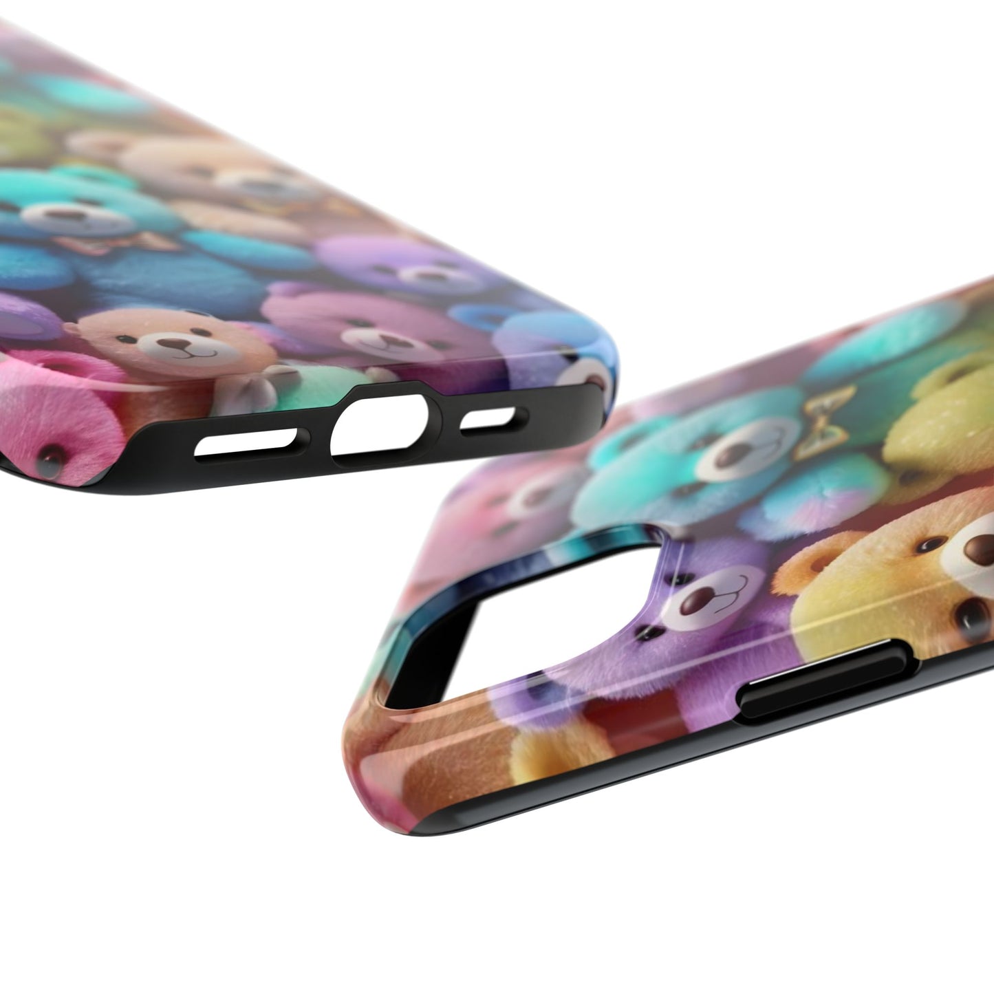 "Cute Teddy Bear Tough Phone Case – Colorful Plush-Inspired Protective Cover for iPhone & Android"