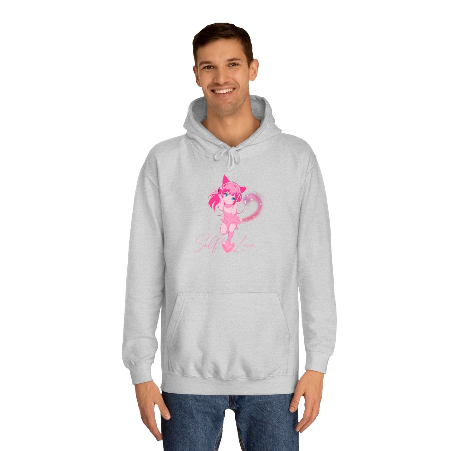 Charcoal Grey Self-Love Sweatshirt – Cute Pink Anime Aesthetic Pullover