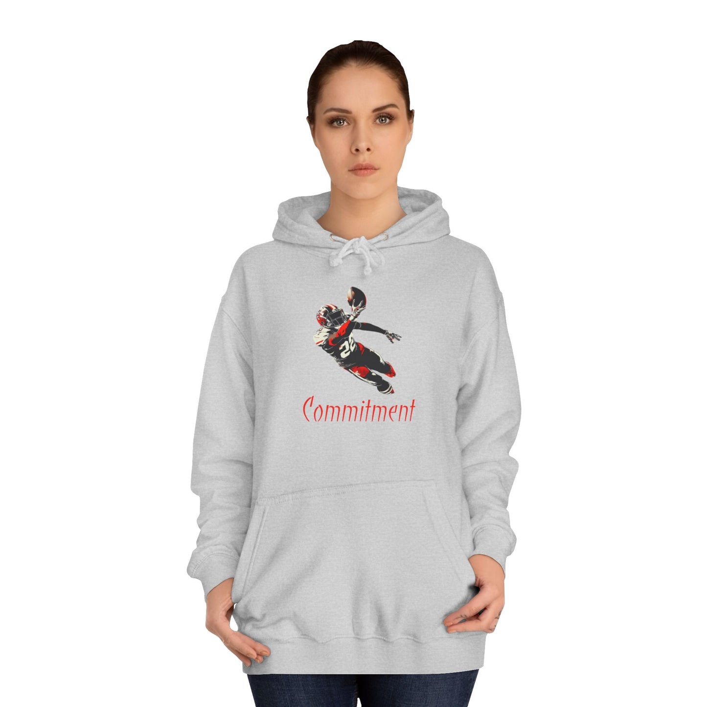 Steel Grey Men’s Game Day Football Hoodie – Commitment Athletic Sweatshirt with Drawstrings & Kangaroo Pocket
