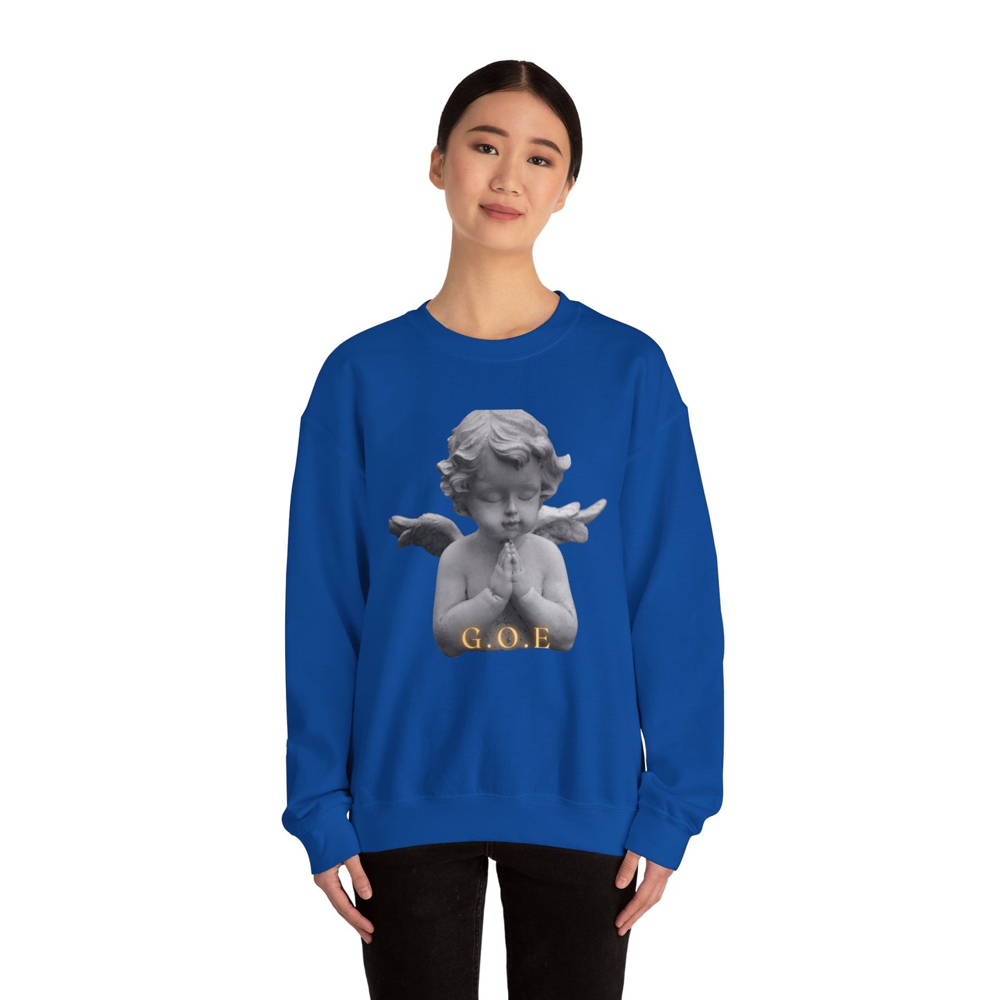 Pure Cloud Men & Women’s Sweater – "G.O.E Angel" (God Over Everything) Faith-Inspired Pullover