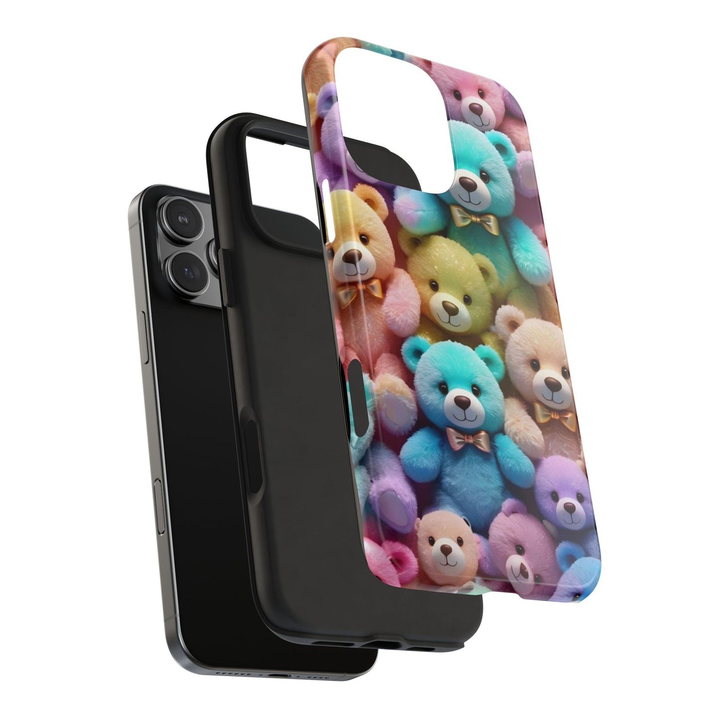 "Cute Teddy Bear Tough Phone Case – Colorful Plush-Inspired Protective Cover for iPhone & Android"