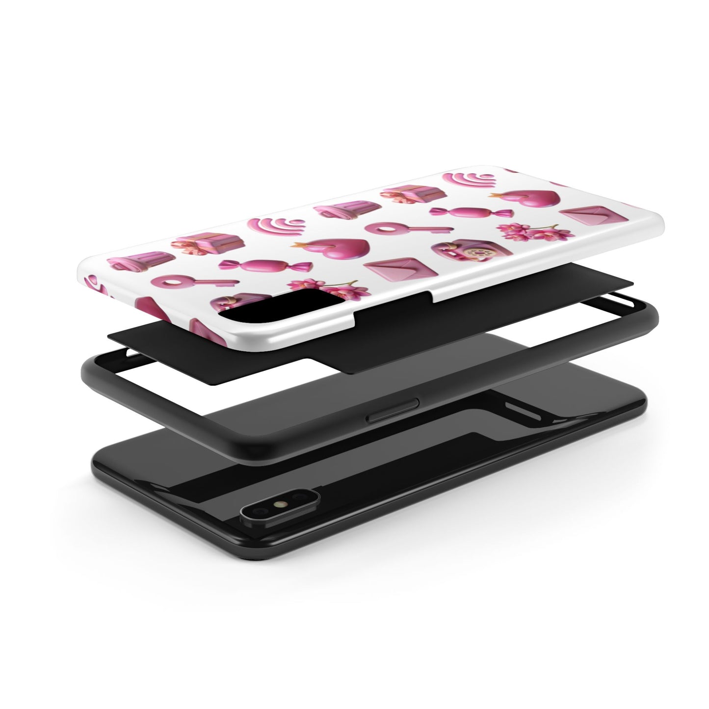 Cute and Colorful Tough Phone Case - Pink Emojis Design