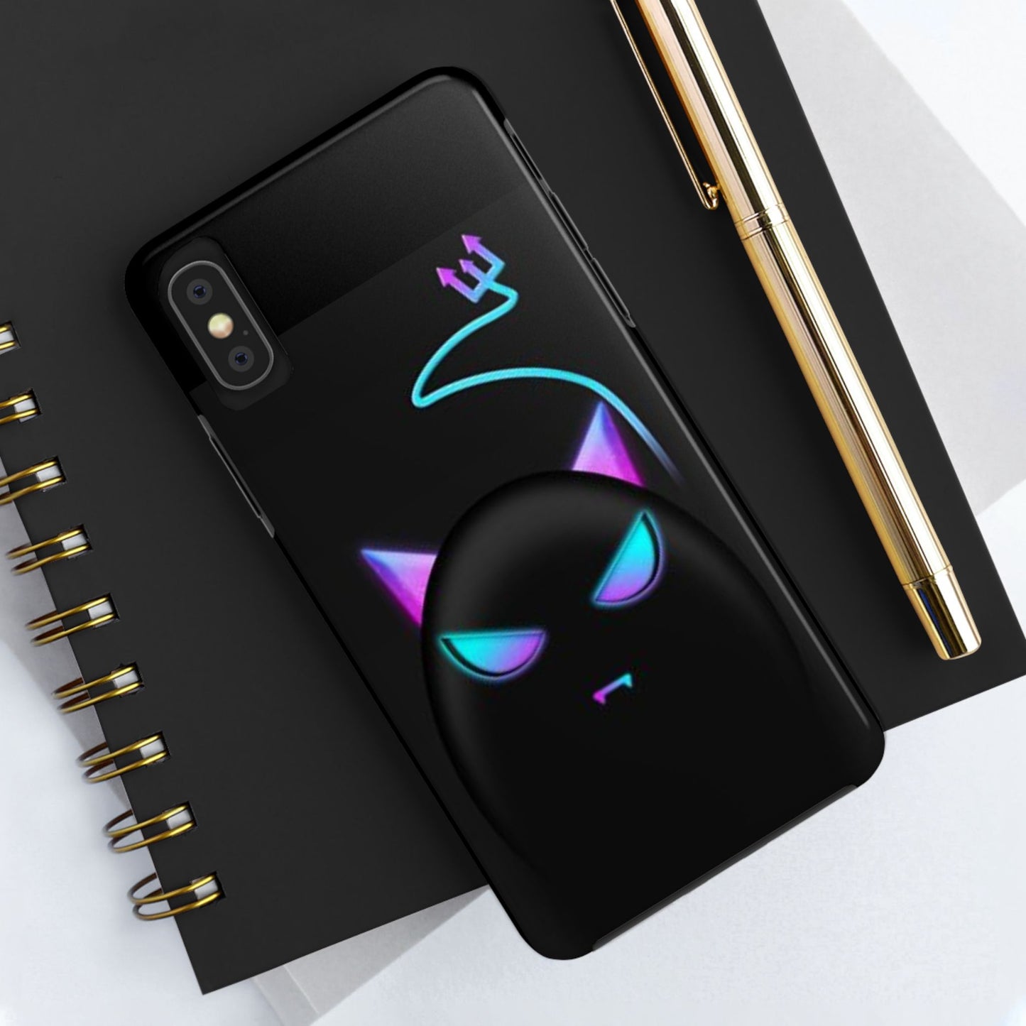 Demonic Cat Tough Phone Case - Cute & Edgy Phone Protection for Cat Lovers