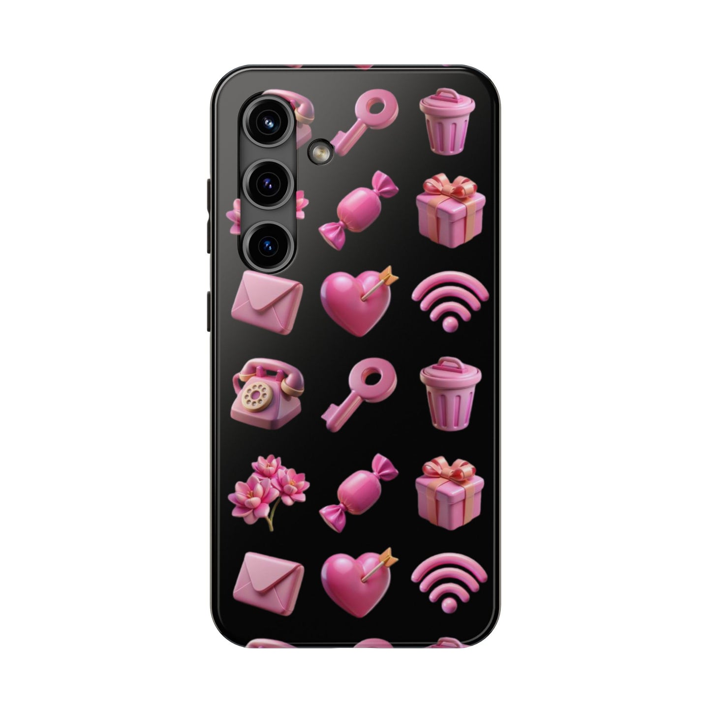Cute and Colorful Tough Phone Case - Pink Emojis Design
