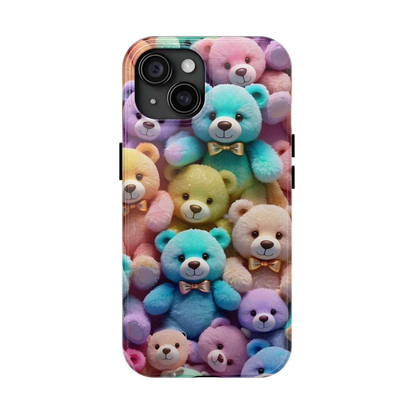 "Cute Teddy Bear Tough Phone Case – Colorful Plush-Inspired Protective Cover for iPhone & Android"