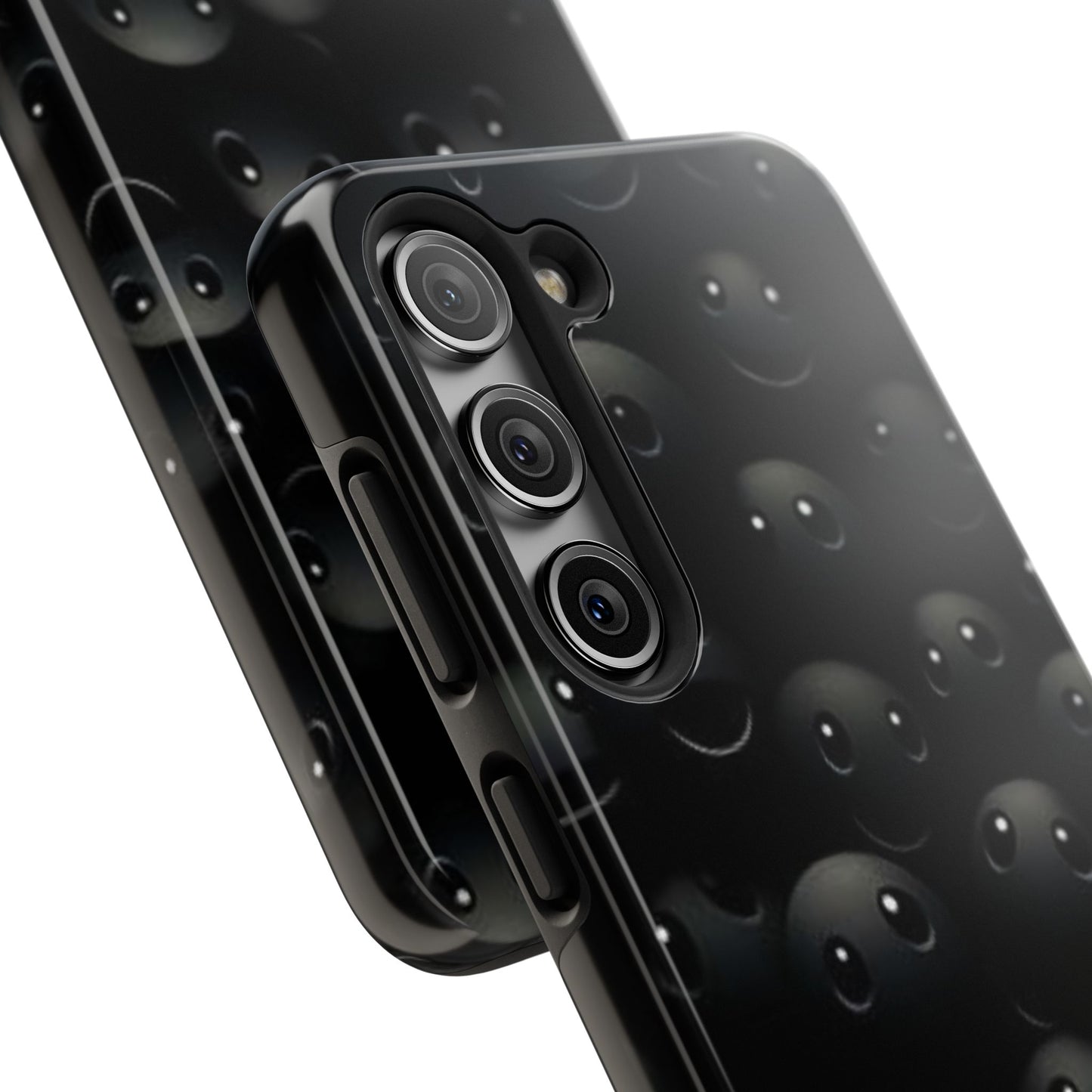 😊 Cute Smiley Face Black Tough Phone Case – Fun & Durable Protection for iPhone & Android