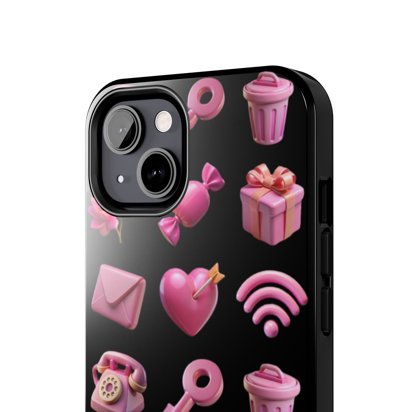 Cute and Colorful Tough Phone Case - Pink Emojis Design