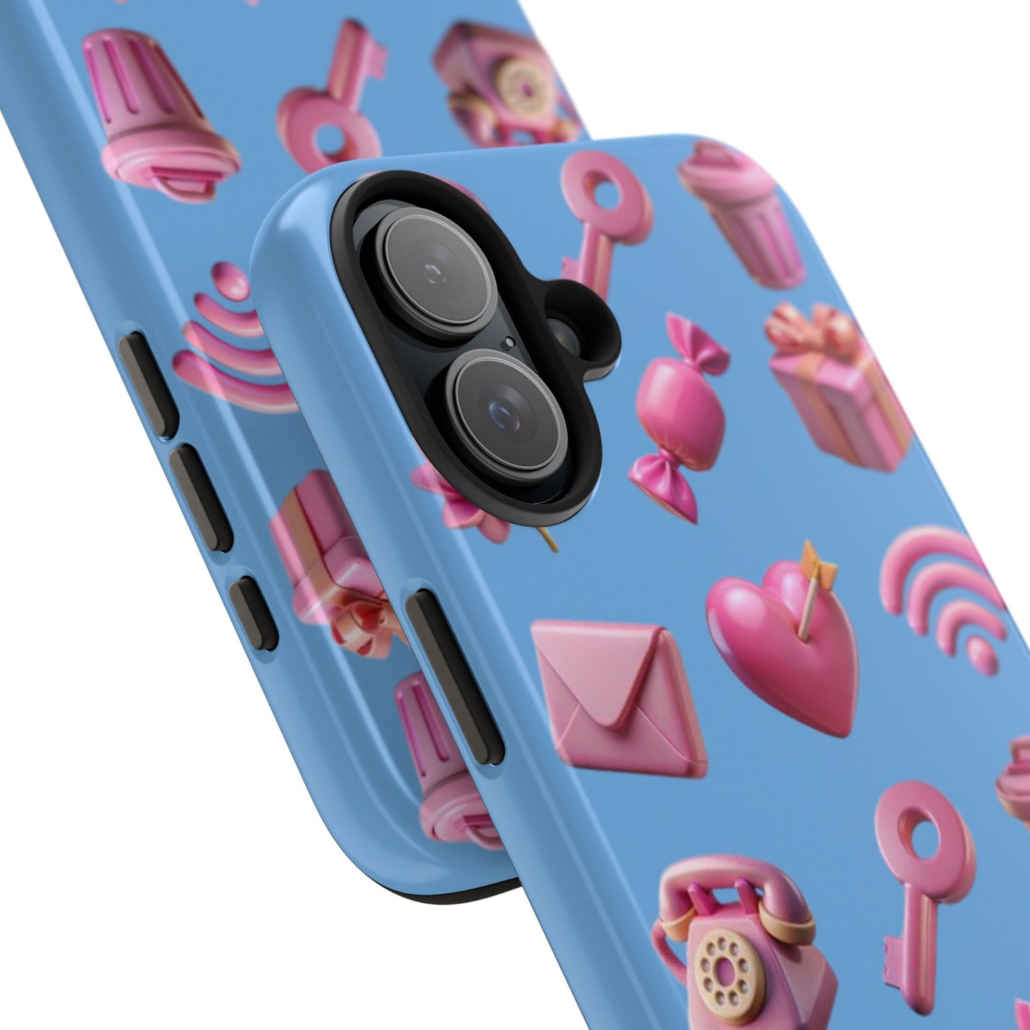 Cute and Colorful Tough Phone Case - Pink Emojis Design