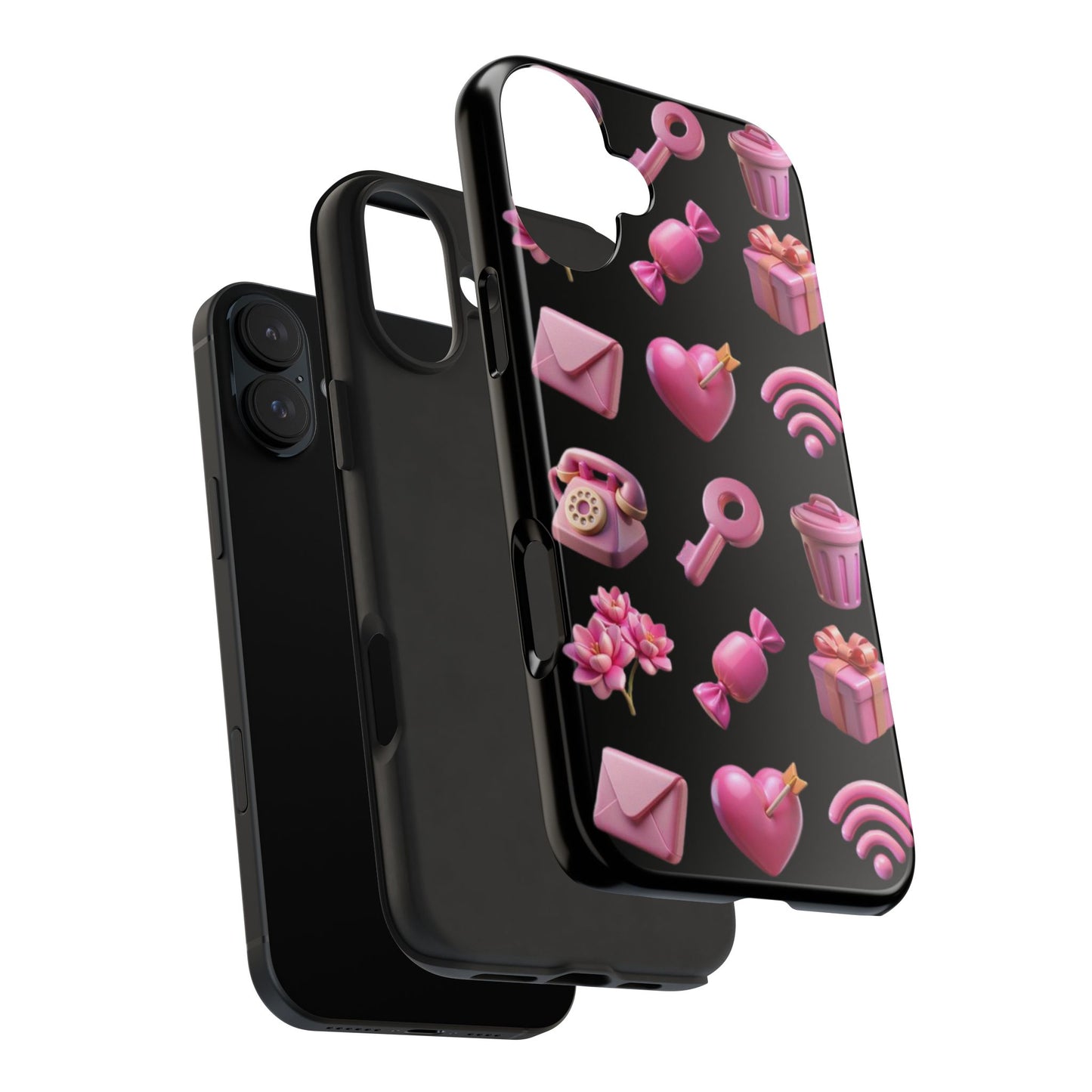 Cute and Colorful Tough Phone Case - Pink Emojis Design