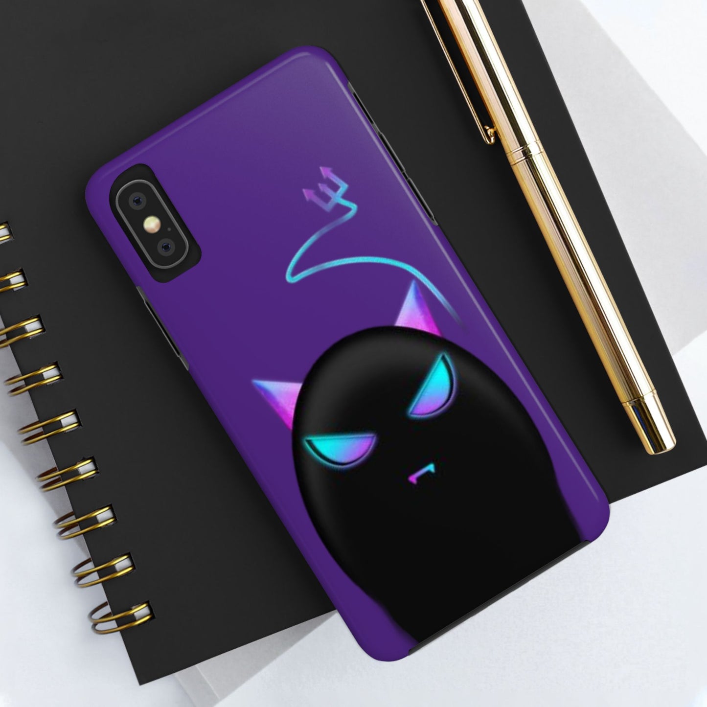 Demonic Cat Tough Phone Case - Cute & Edgy Phone Protection for Cat Lovers