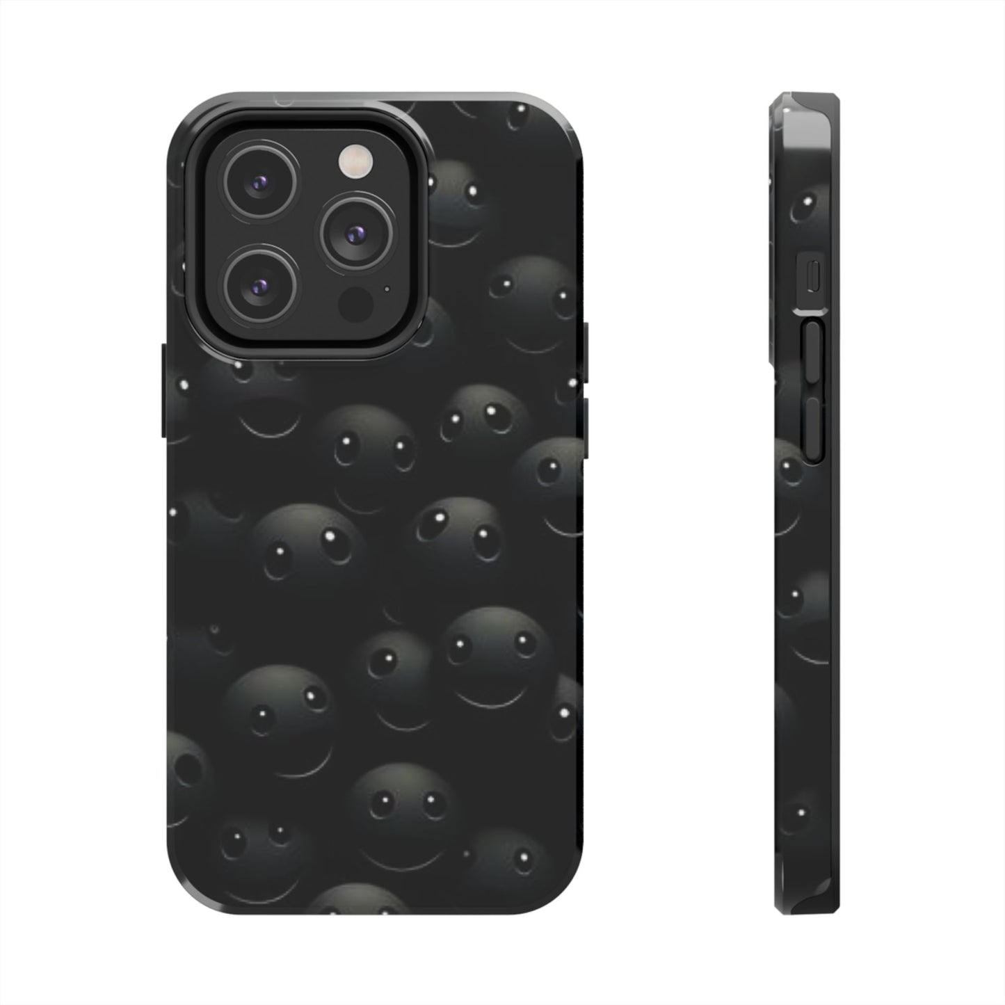 😊 Cute Smiley Face Black Tough Phone Case – Fun & Durable Protection for iPhone & Android