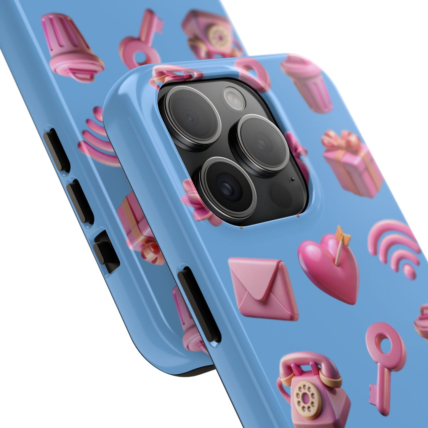Cute and Colorful Tough Phone Case - Pink Emojis Design