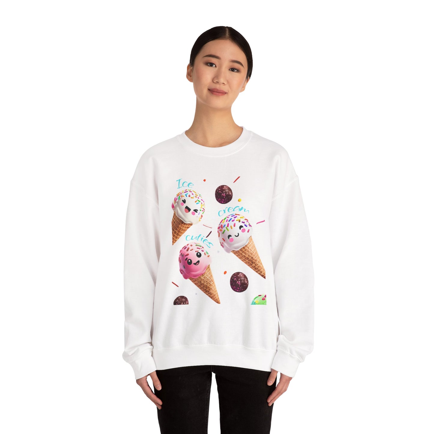 Bubblegum Bliss Pink Sweatshirt for Women – Cute Ice Cream Cone Sweet Treat Design