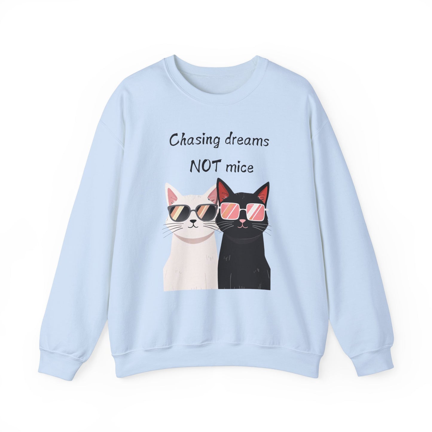 Dusty Lilac Chasing Dreams Cat-Lover Sweater for Men & Women – Whiskered Motivation Style