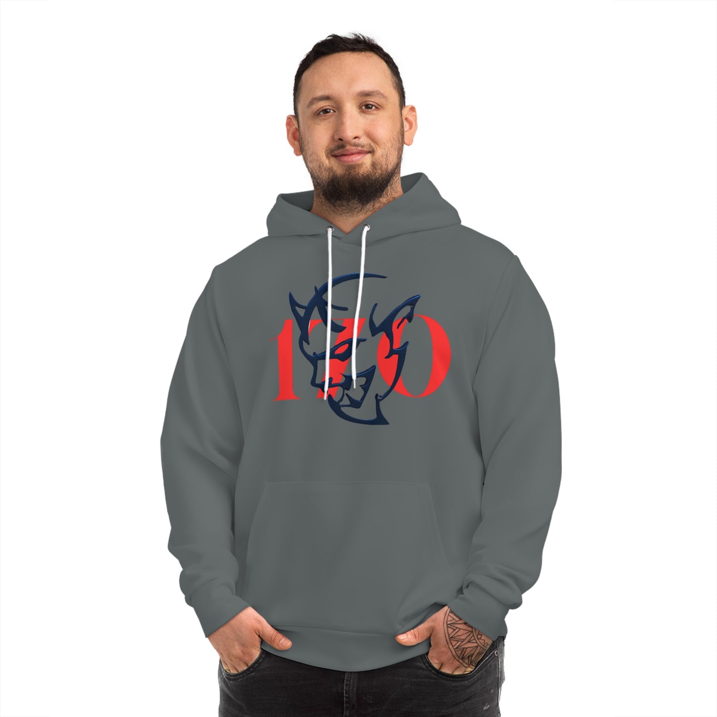 Carbon Grey Performance Hoodie – "Demon 170" Speed & Power Pullover with Drawstrings & Kangaroo Pocket