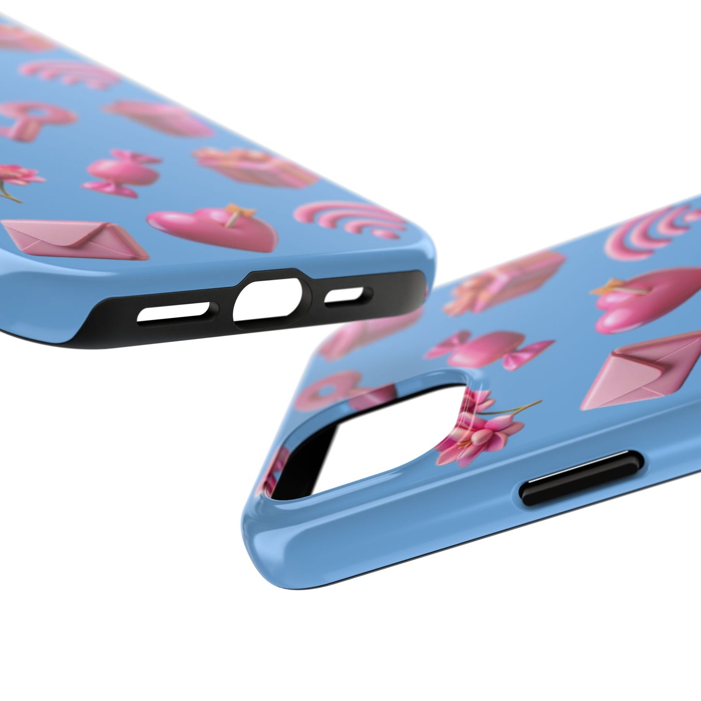 Cute and Colorful Tough Phone Case - Pink Emojis Design