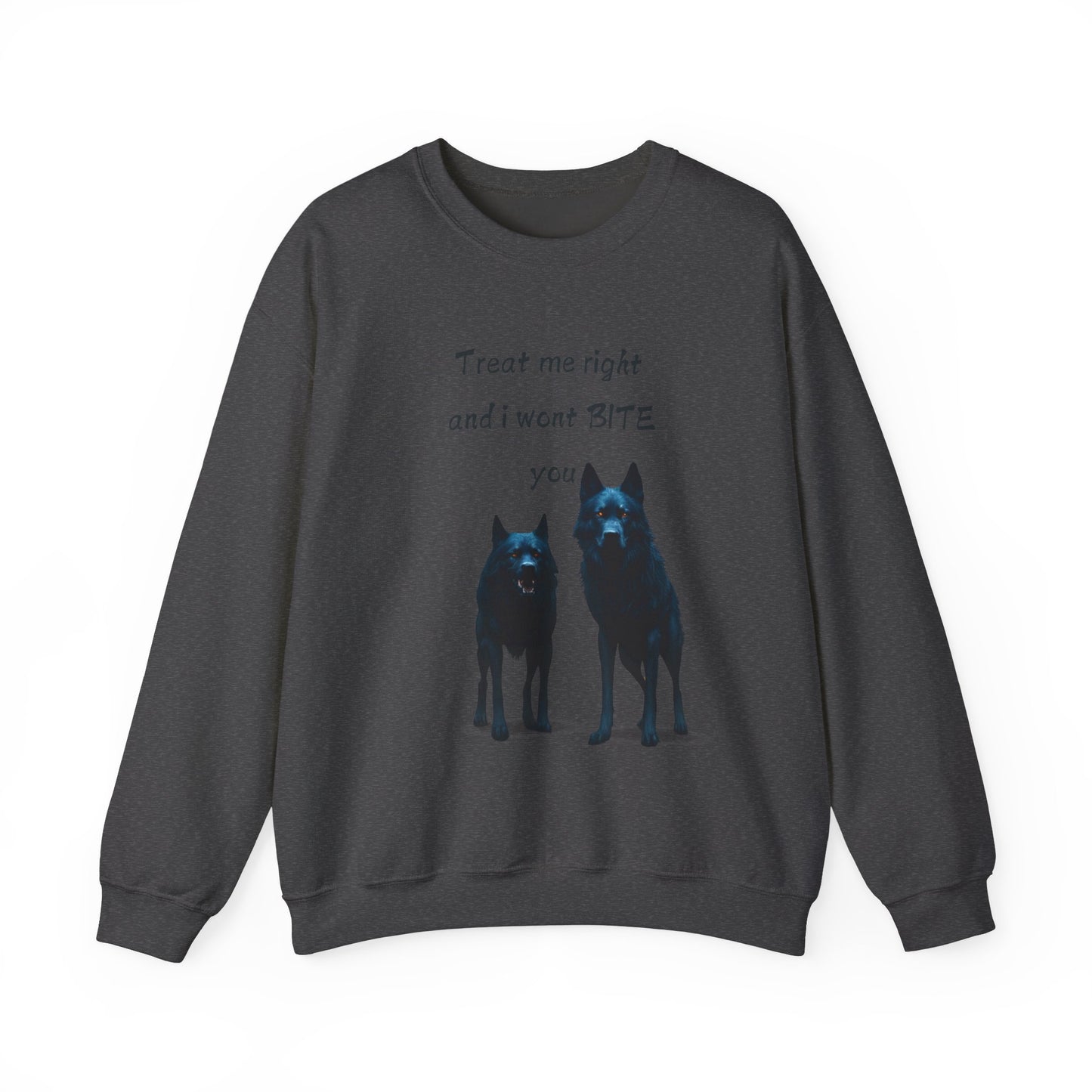πΎ Funny Dog Lover Pink Sweatshirt β "Treat Me Right and I Won't Bite" Design for Dog Lovers & Pet Owners