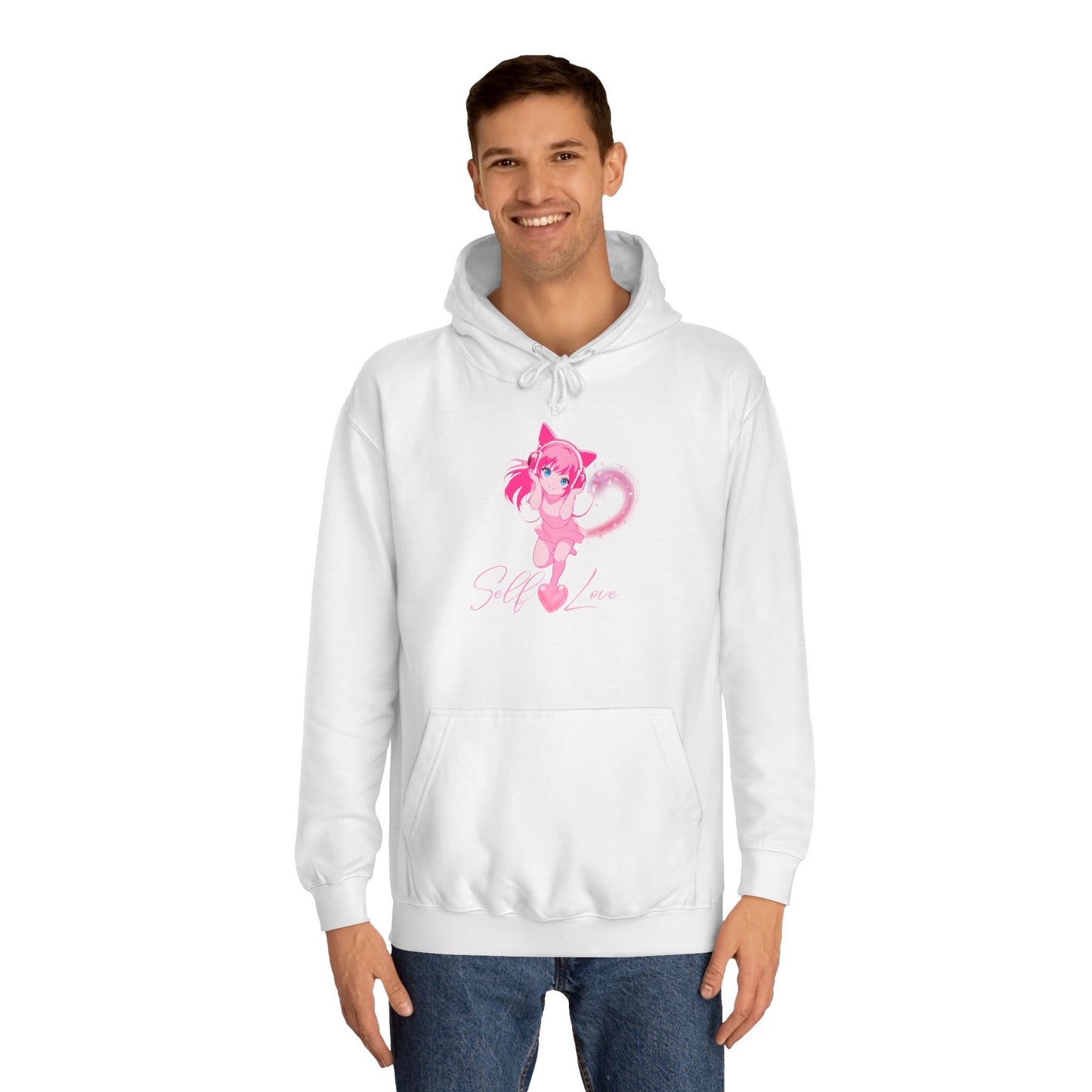 Charcoal Grey Self-Love Sweatshirt – Cute Pink Anime Aesthetic Pullover