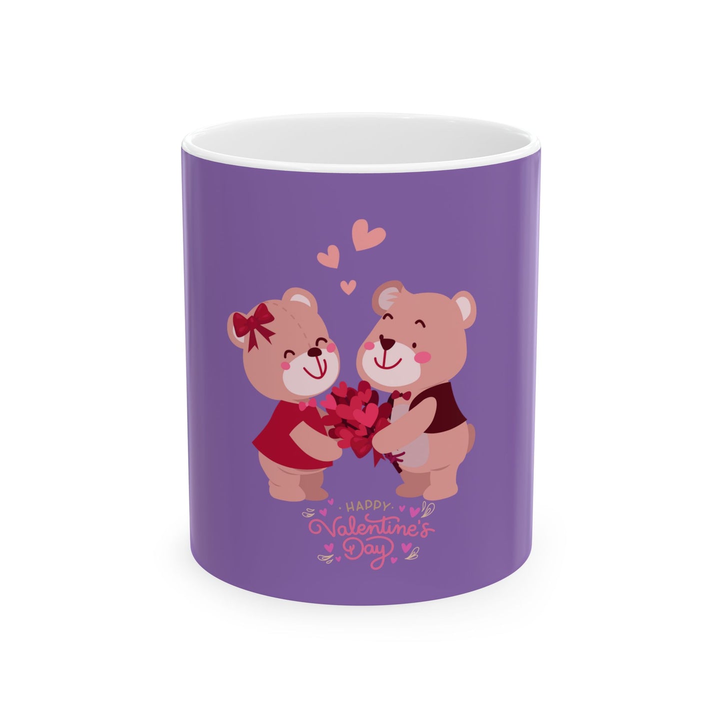 Happy Valentine's Day Bear Ceramic Mug - Cute Couples Coffee Cup (11oz) 🐻💖☕