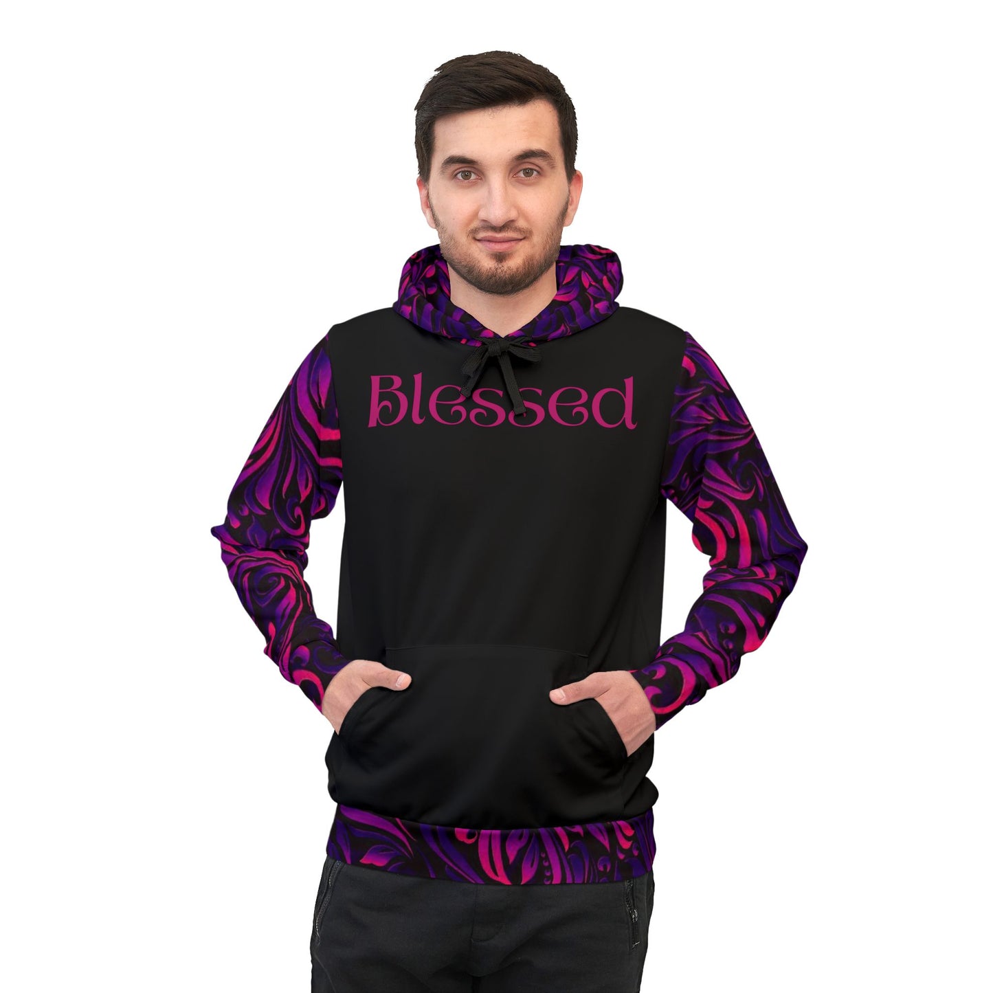 "Blessed Purple & Pink Hoodie – Vibrant Floral Faith-Inspired Sweatshirt for Every Occasion"