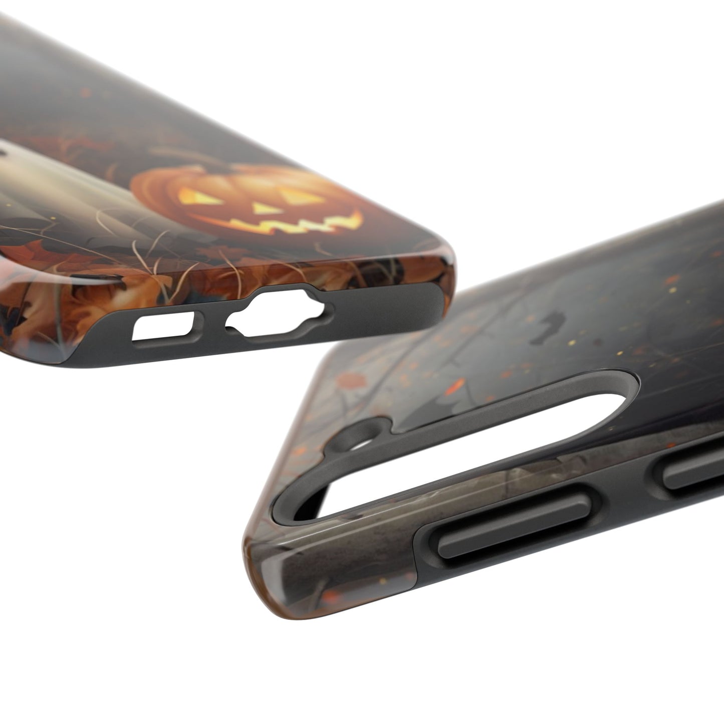 Spooky Halloween Phone Case - Tough Protective Cover with Ghost and Pumpkin Design