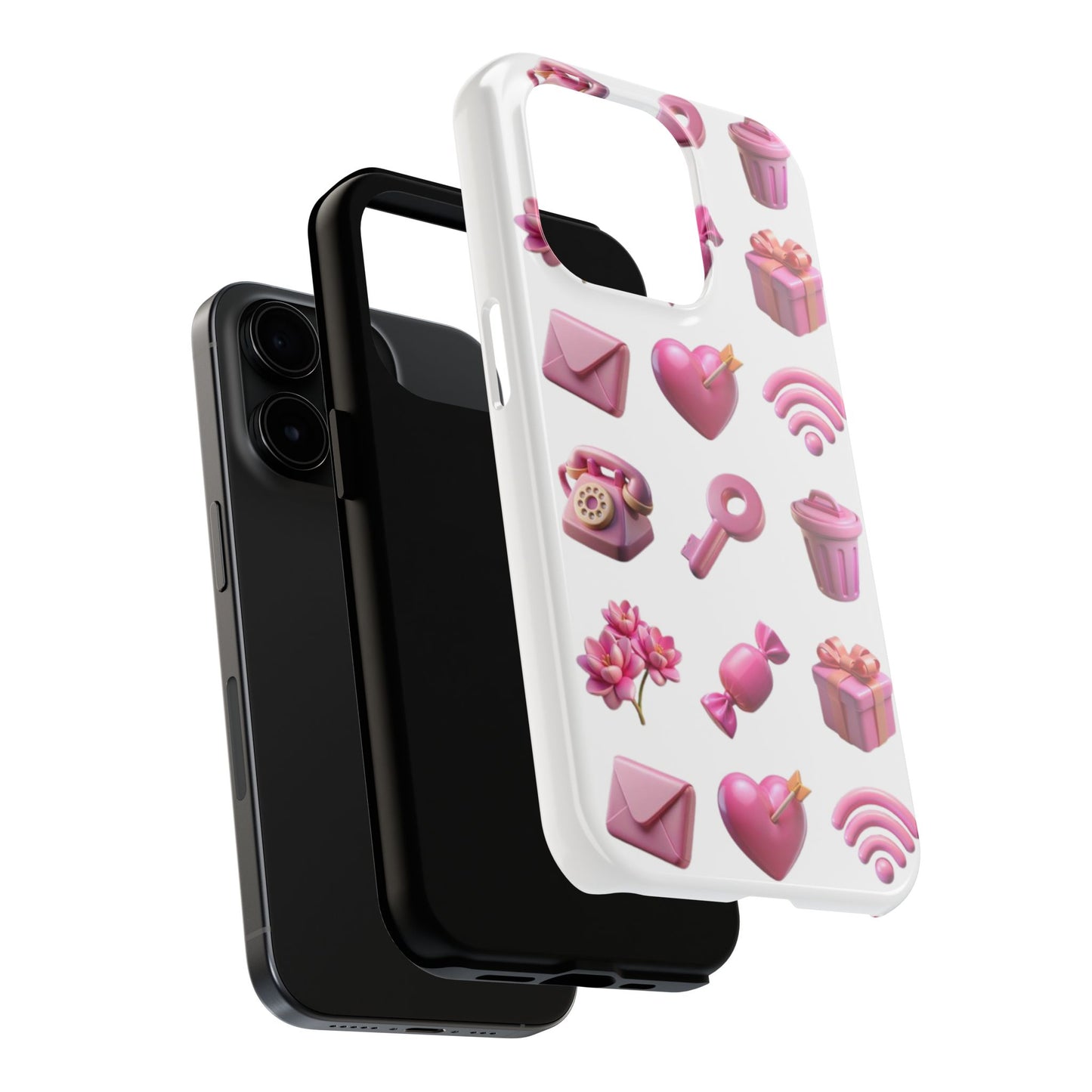 Cute and Colorful Tough Phone Case - Pink Emojis Design