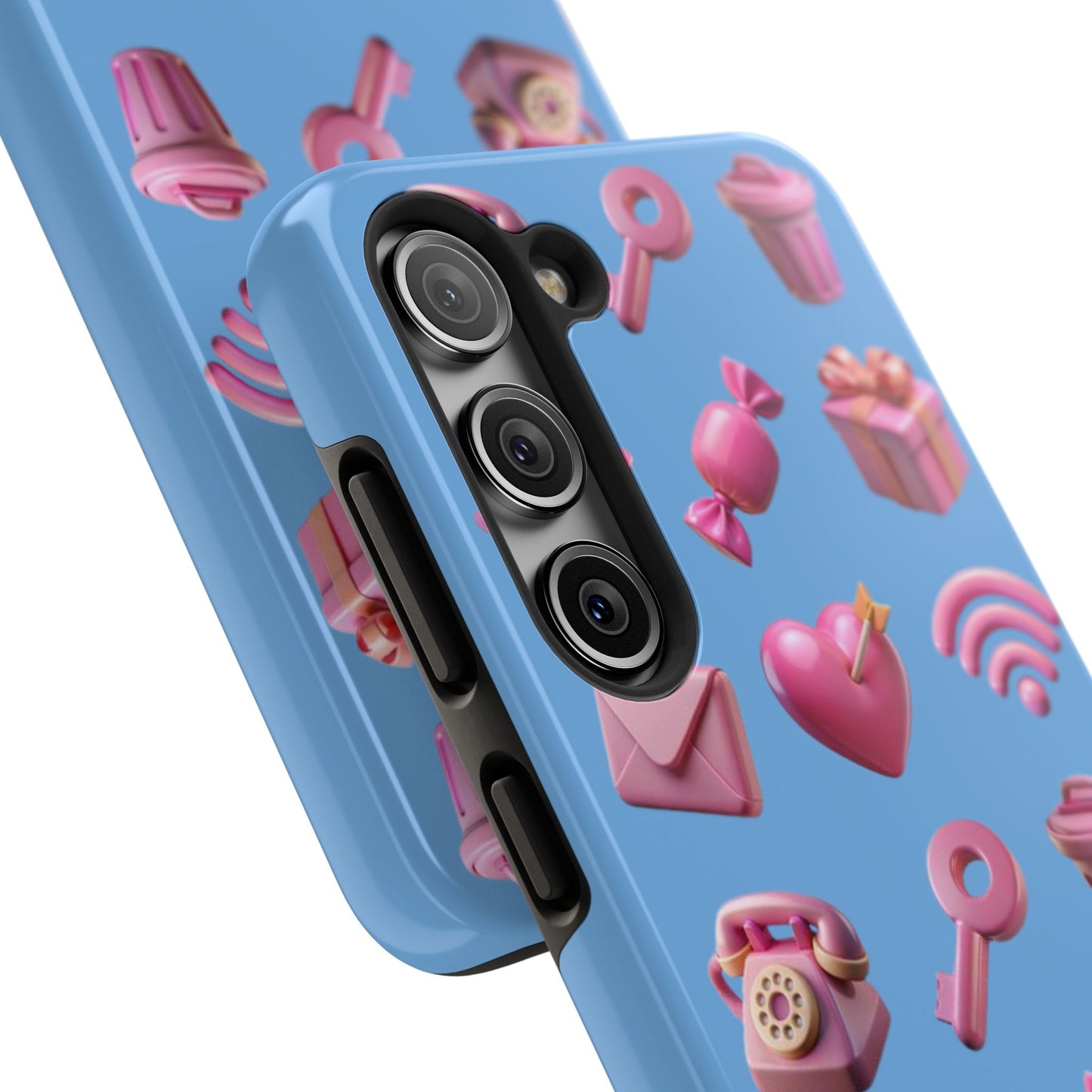 Cute and Colorful Tough Phone Case - Pink Emojis Design