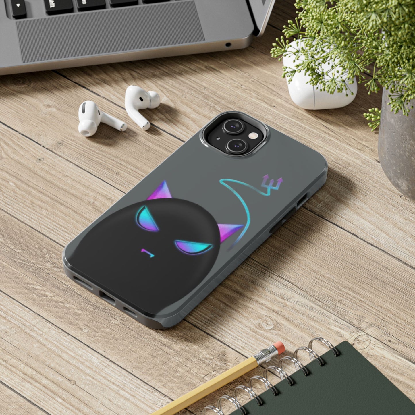Demonic Cat Tough Phone Case - Cute & Edgy Phone Protection for Cat Lovers