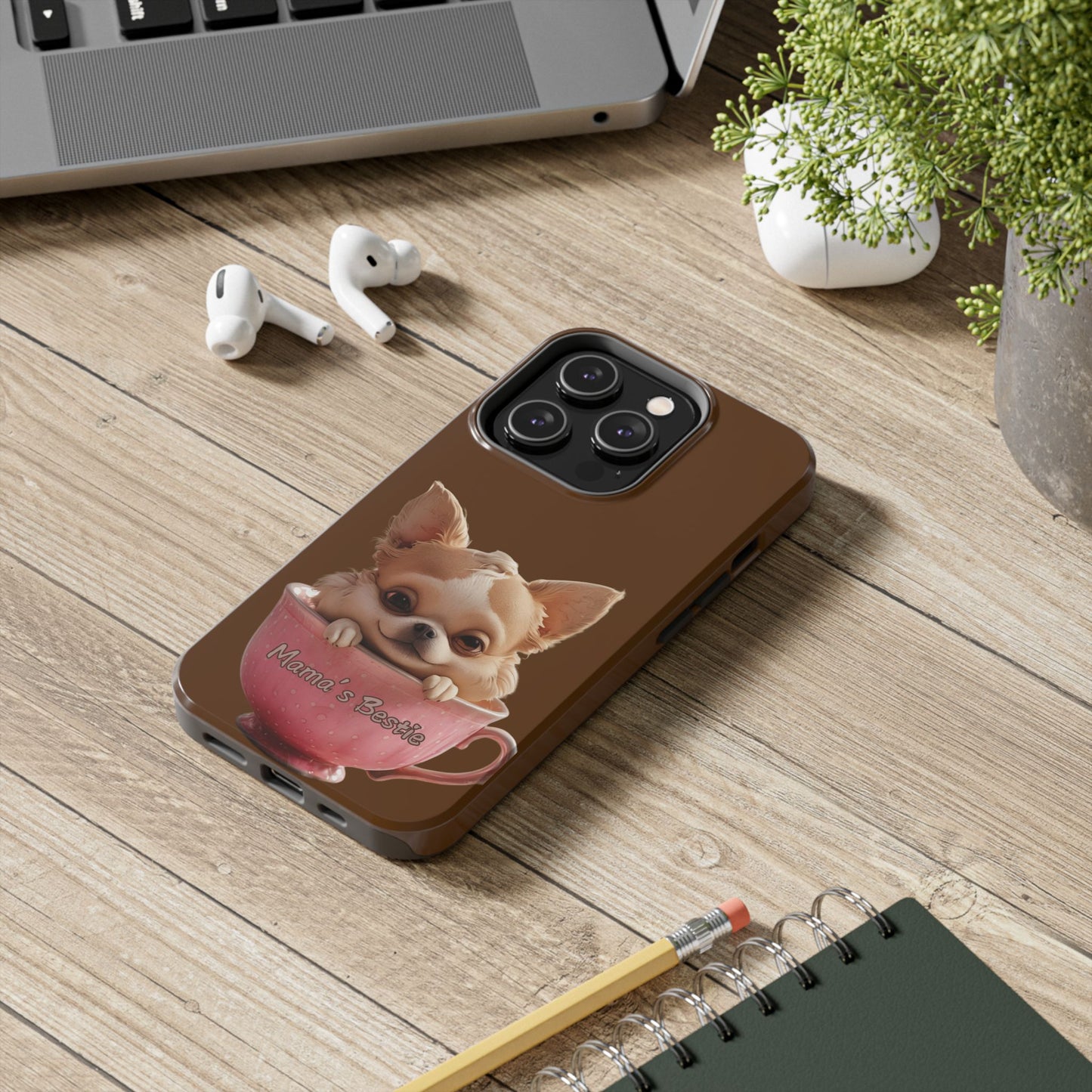 Cute Chihuahua Tough Phone Case - 'Mama's Bestie' Design