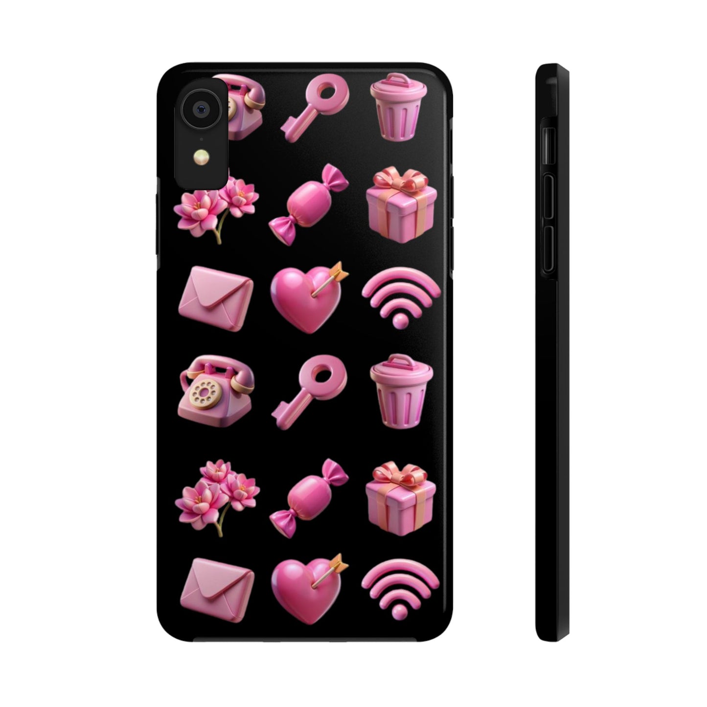 Cute and Colorful Tough Phone Case - Pink Emojis Design