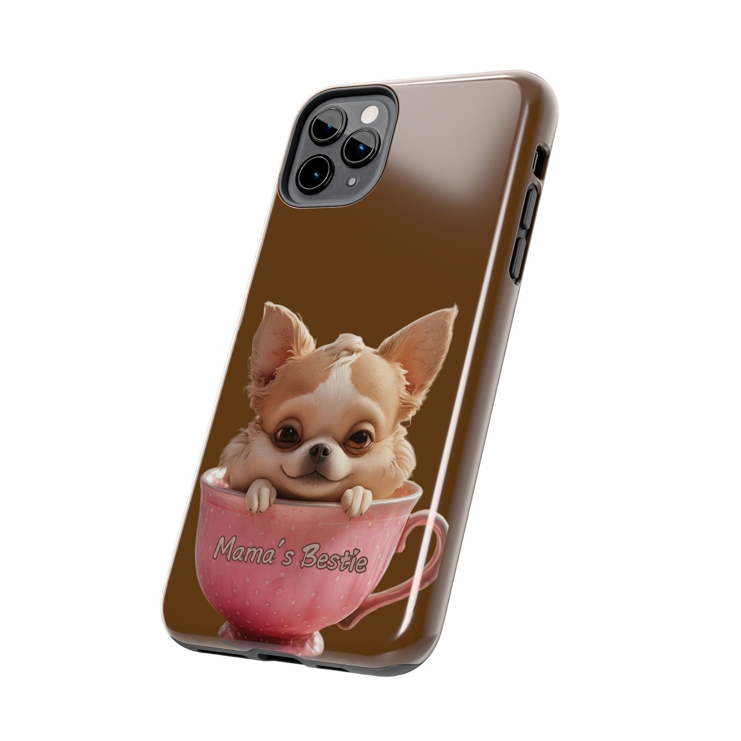 Cute Chihuahua Tough Phone Case - 'Mama's Bestie' Design