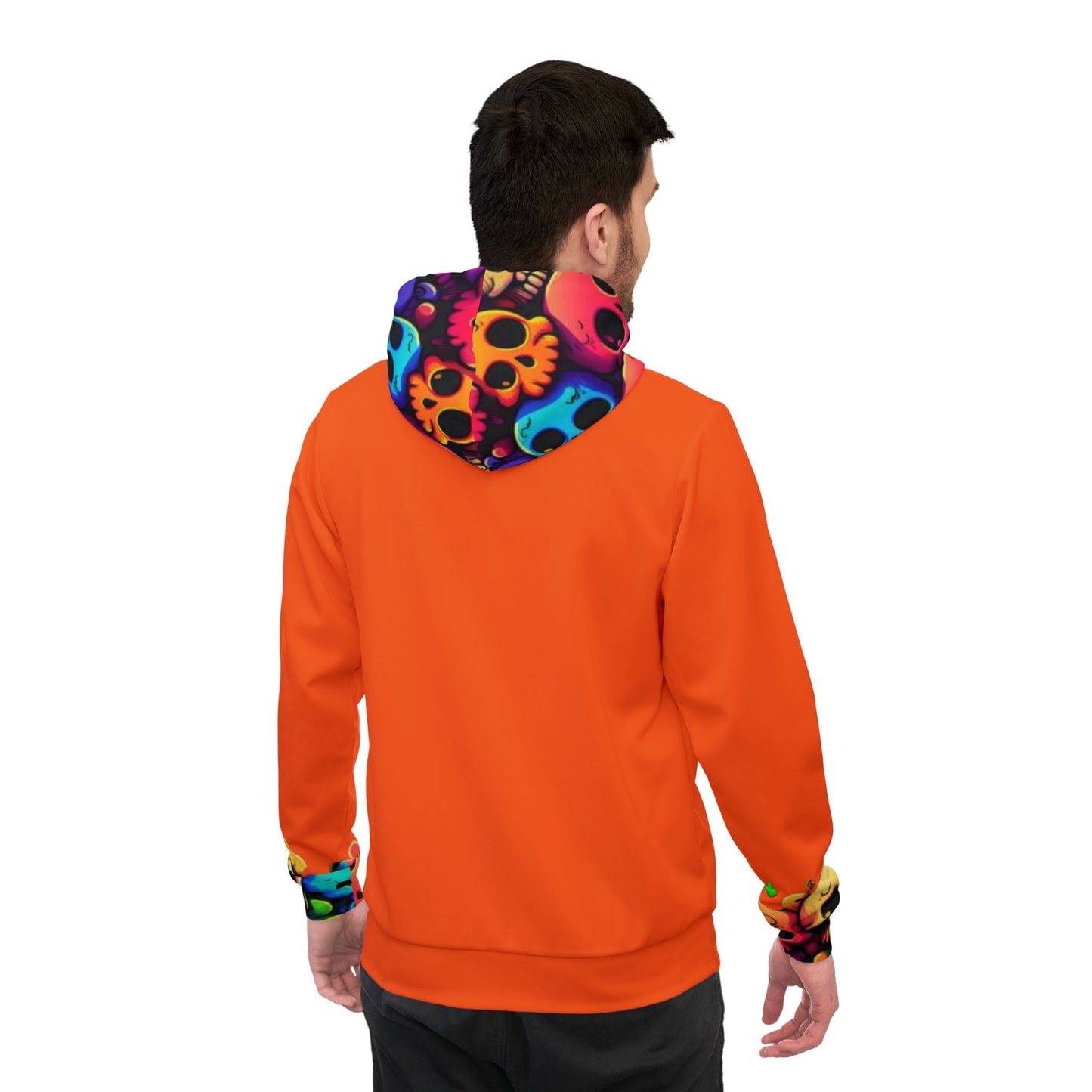 ๐งก๐ Colorful Skulls Orange Hoodie โ Bold & Edgy Streetwear for Men & Women