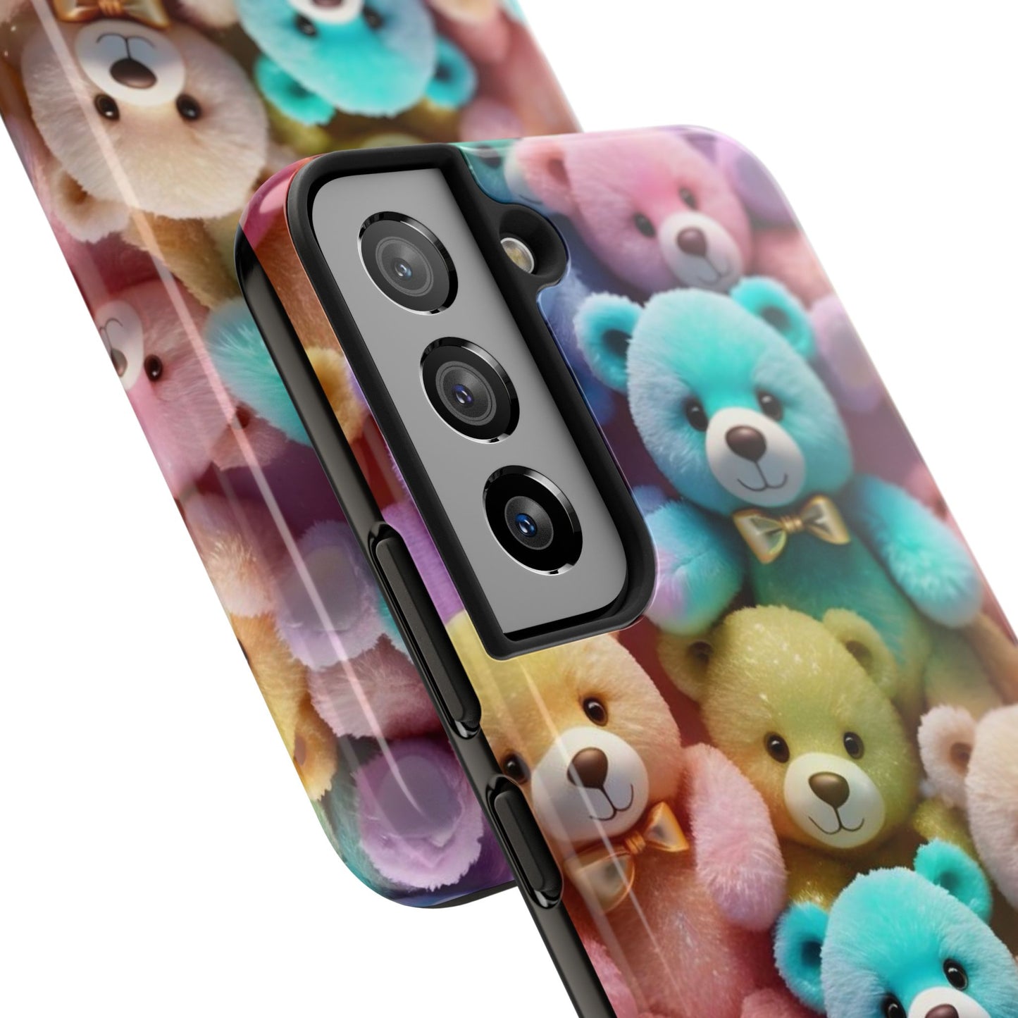 "Cute Teddy Bear Tough Phone Case – Colorful Plush-Inspired Protective Cover for iPhone & Android"