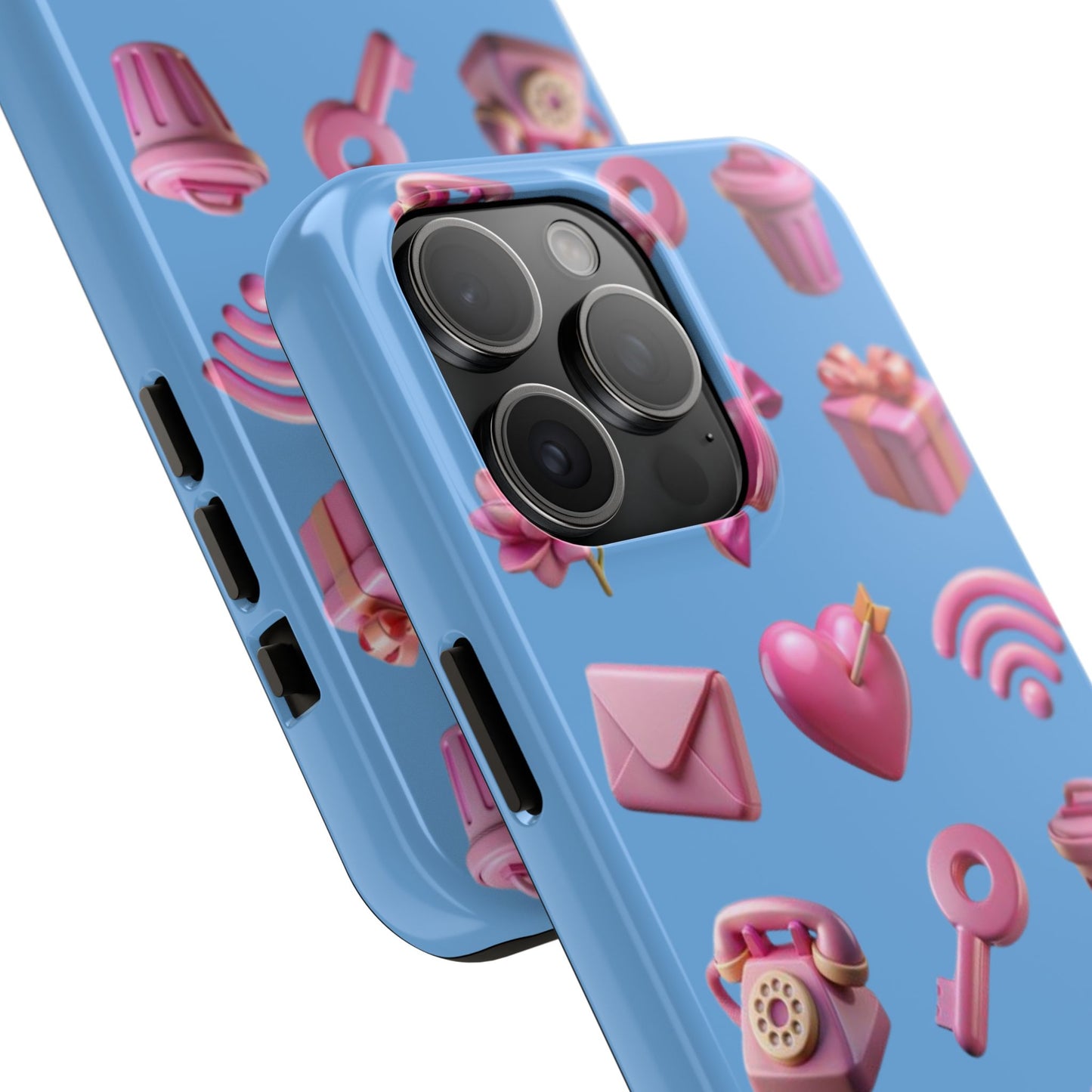 Cute and Colorful Tough Phone Case - Pink Emojis Design